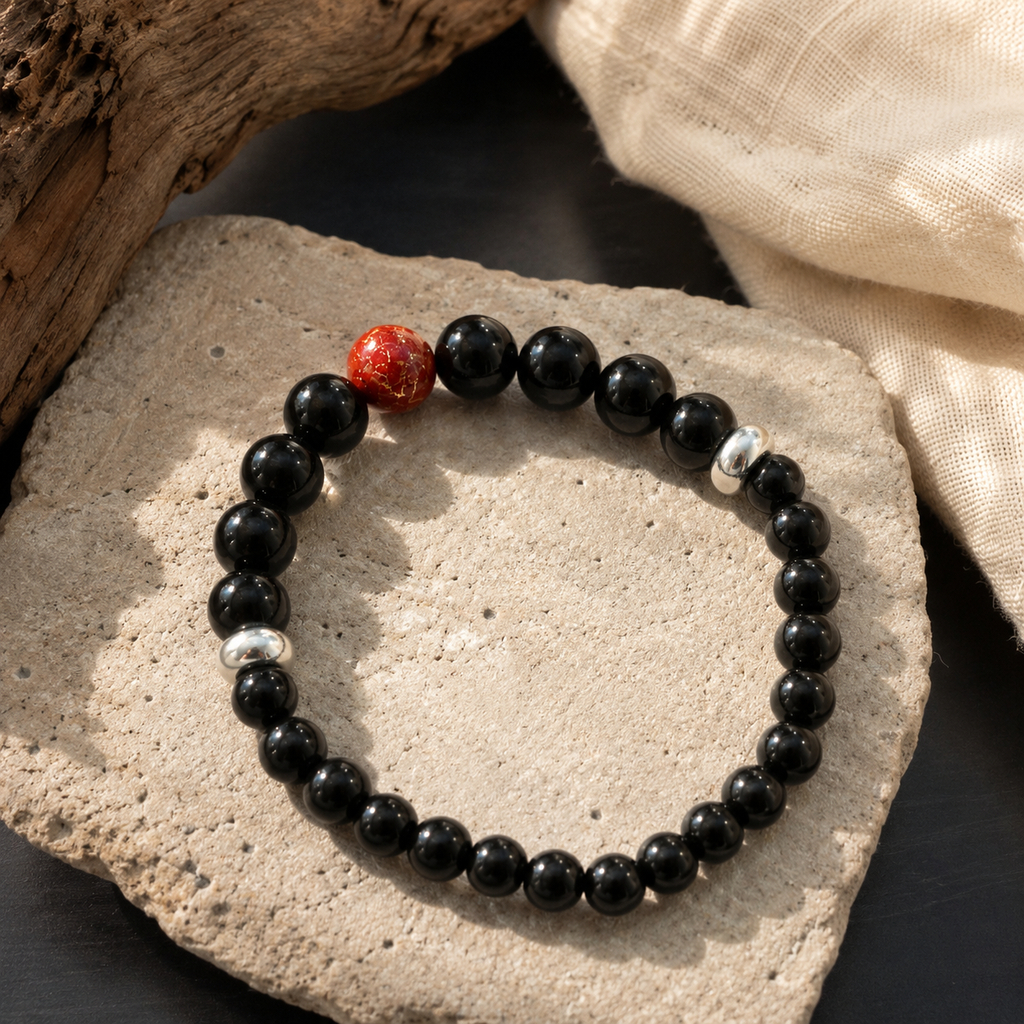 Minimalist Black Obsidian Bracelet, Spiritual Protection, Eastern Aesthetics, Everyday Styling
