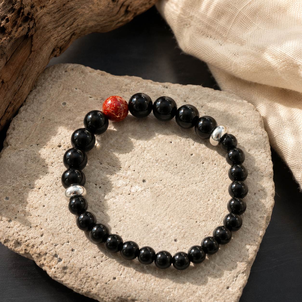 Minimalist Black Obsidian Bracelet, Spiritual Protection, Eastern Aesthetics, Everyday Styling