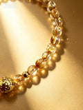 Natural Titanium Rutilated Quartz Bracelet | Wide Blade Golden Rutile, Flawless Glass Body