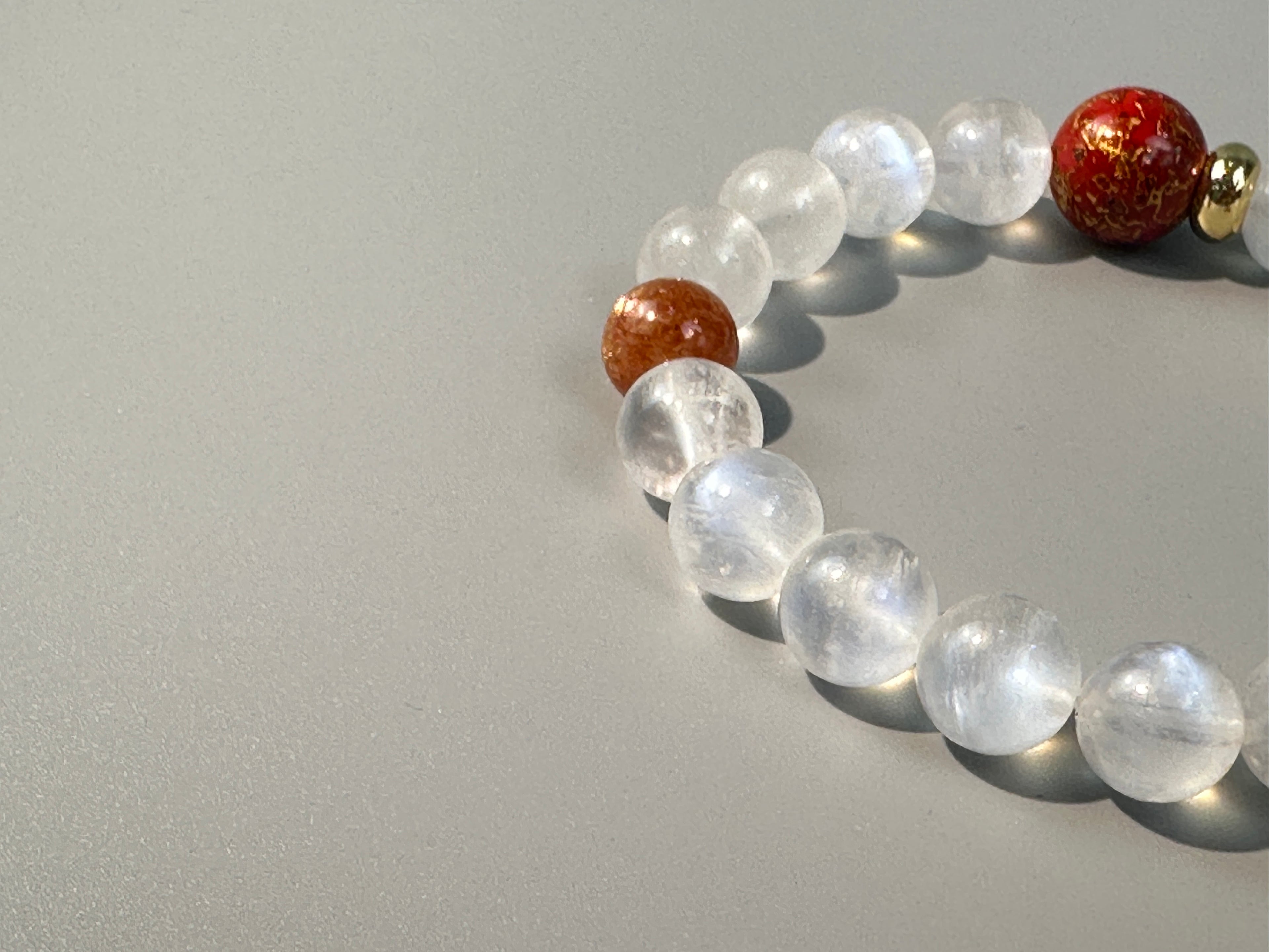 Blue Moonstone Bracelet, Sunstone,  9mm beaded bracelet, Handmade  Jewelry, positive energy.