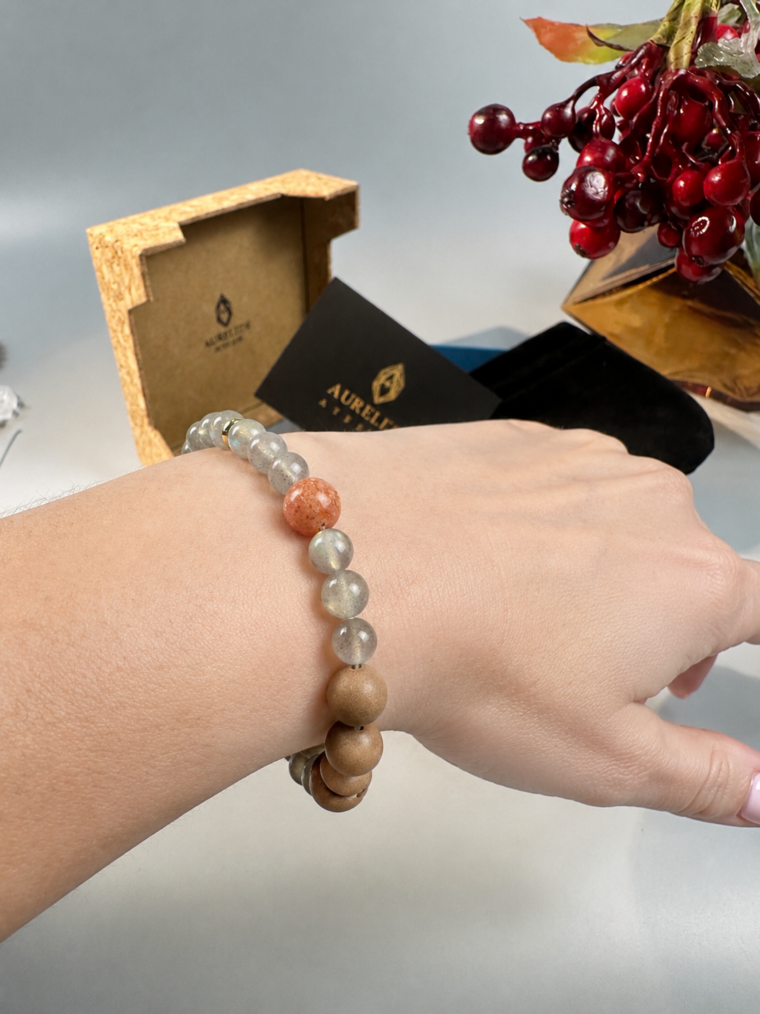 Grey Moonstone bracelet,  Sunstone,  summer Bracelet,  gift for her, minimalist jewelry.