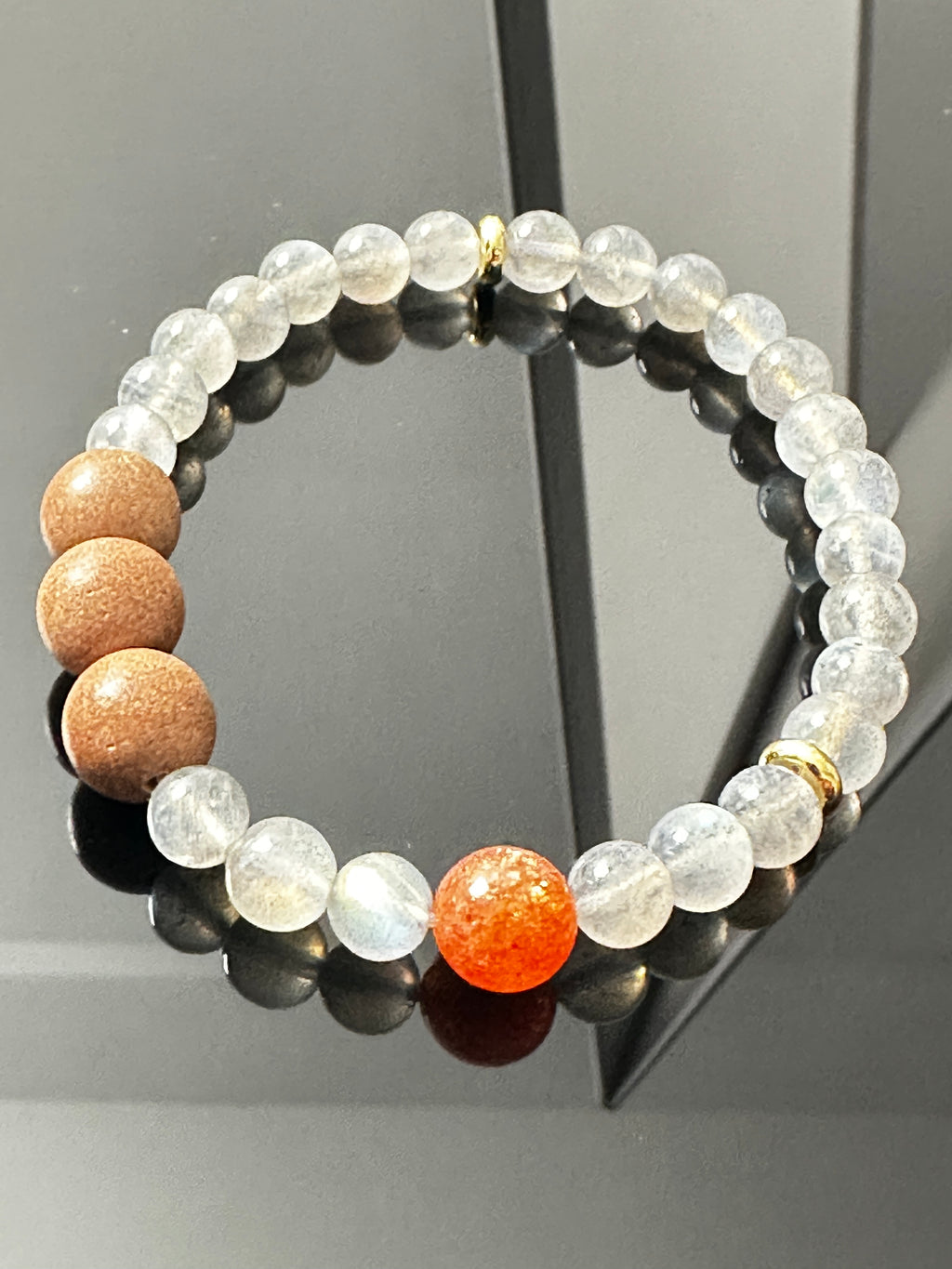 Grey Moonstone bracelet,  Sunstone,  summer Bracelet,  gift for her, minimalist jewelry.