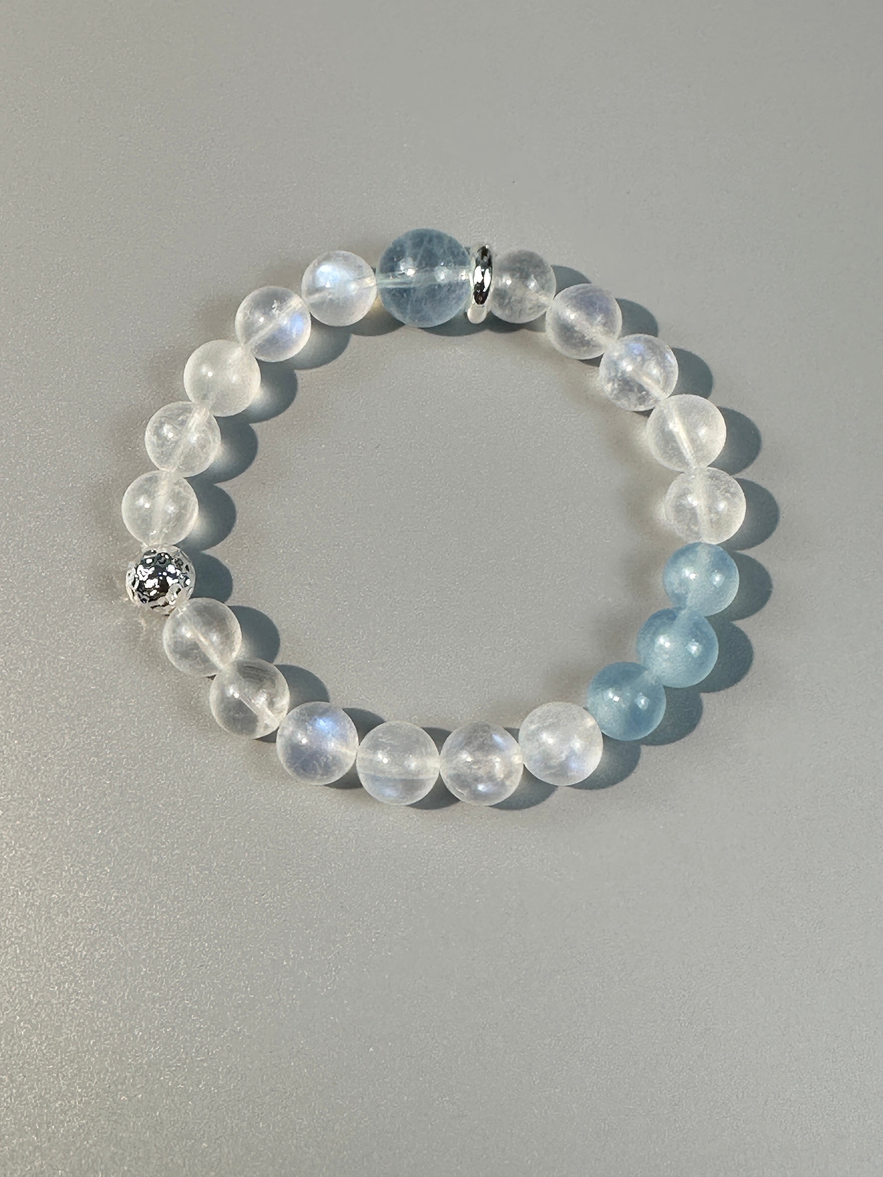Blue Moonstone Bracelet, Sunstone,  9mm beaded bracelet, Handmade  Jewelry, positive energy.