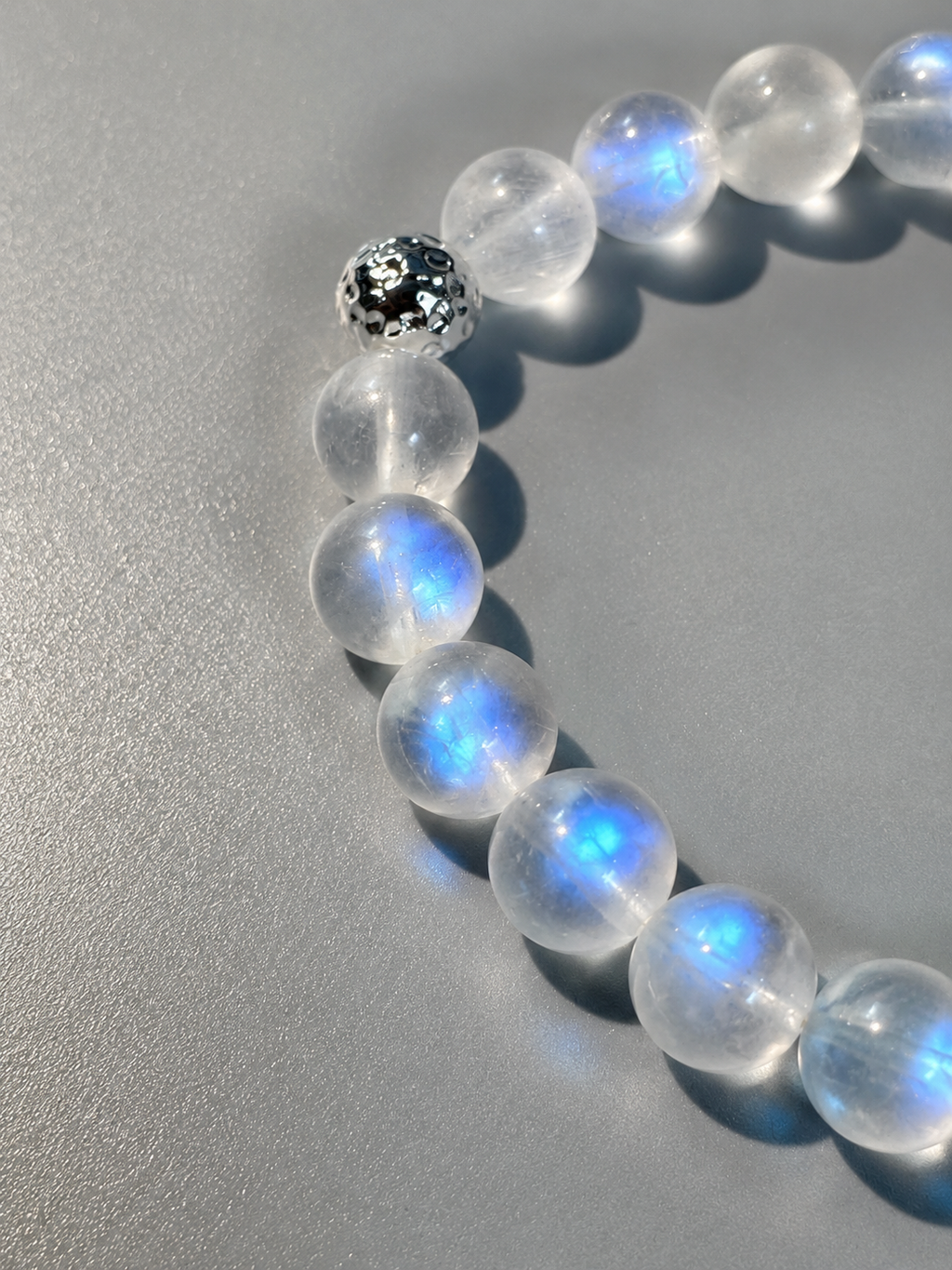 Blue Moonstone Bracelet, Sunstone,  9mm beaded bracelet, Handmade  Jewelry, positive energy.