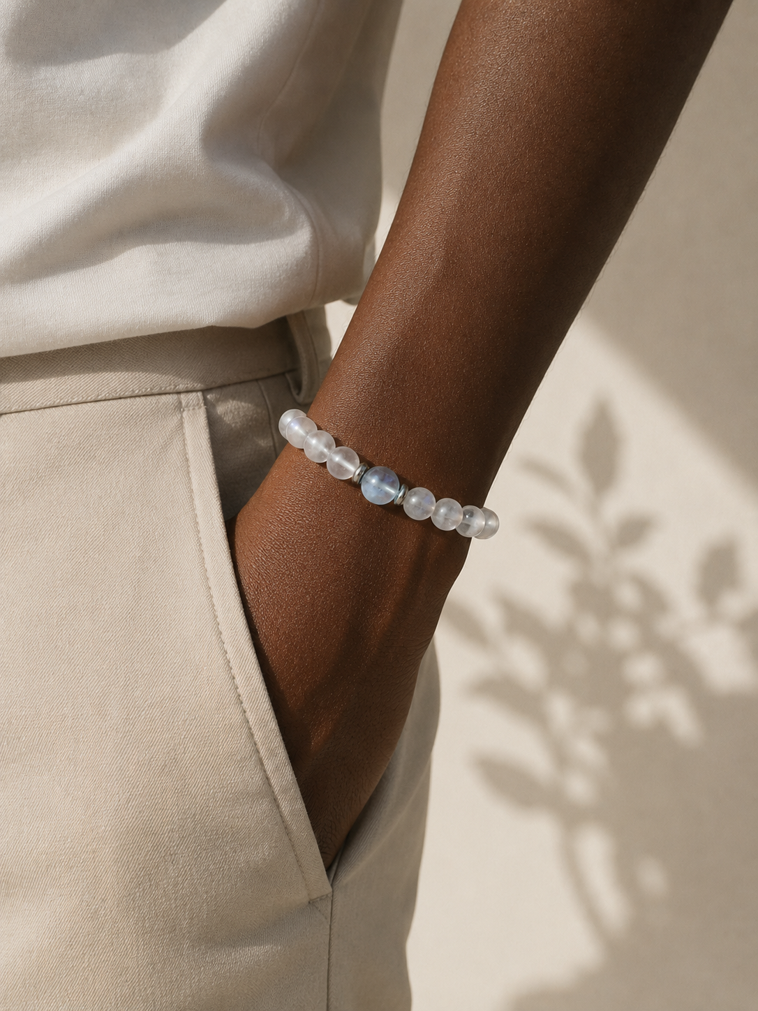 Blue Moonstone Bracelet, Sunstone,  9mm beaded bracelet, Handmade  Jewelry, positive energy.