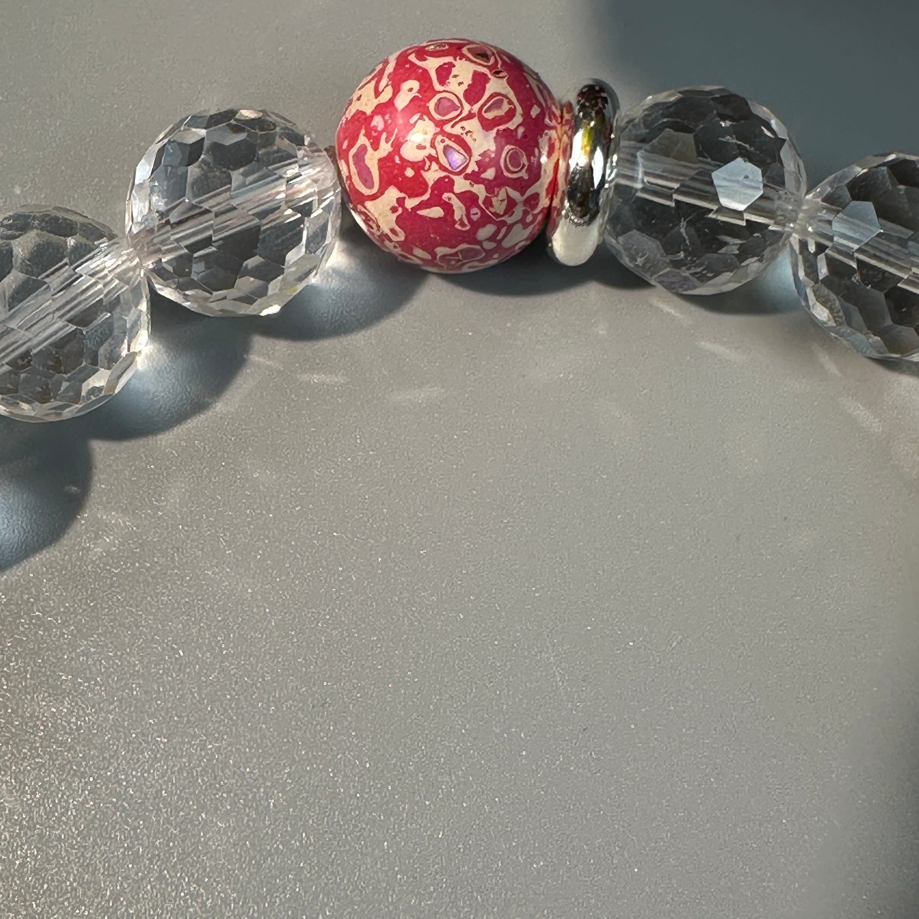Super Clear Quartz Bracelet with Agarwood and Lacquer Bead | Oriental Crystal Jewelry