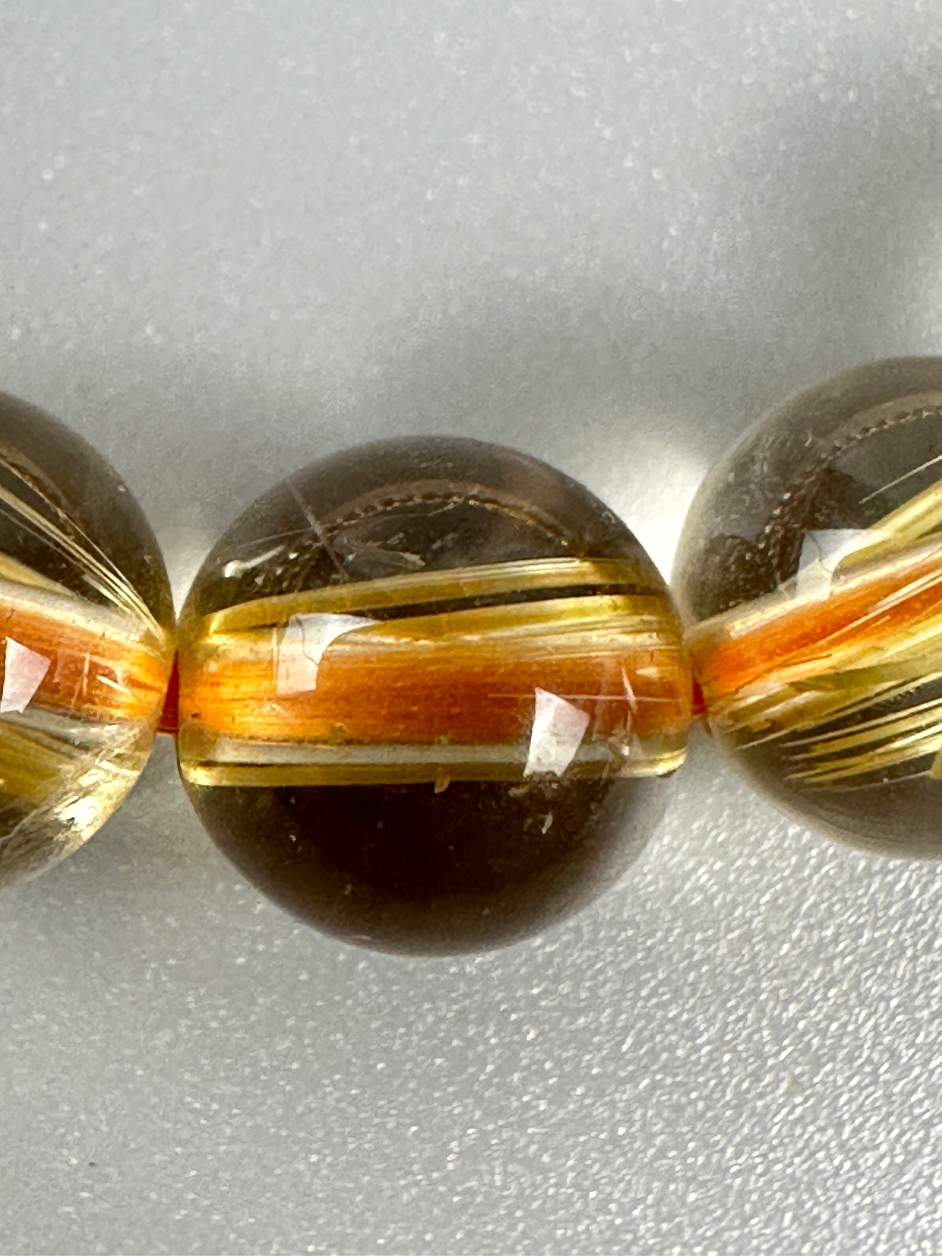 Natural Titanium Rutilated Quartz Bracelet | Thick Blade Golden Rutile, Glass Body, 7.5mm