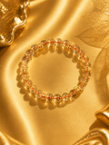 8mm Clear Titanium Rutilated Quartz Bracelet with Rose Gold Tone Spacers, Wealth Crystal