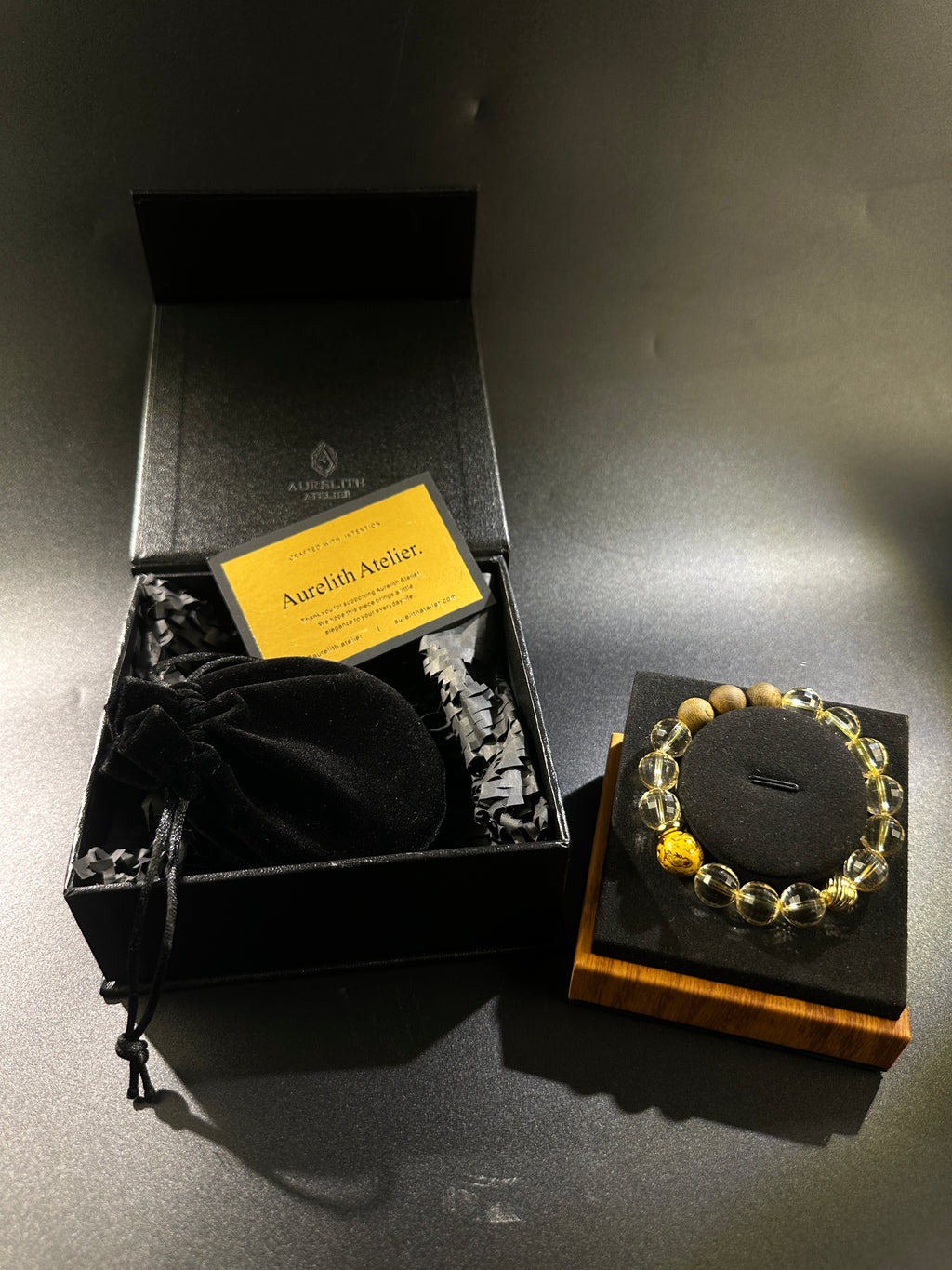 Handmade AAA Faceted Citrine Bracelet with Agarwood & Natural Lacquer Beads, Unique Prosperity Calm Talisman