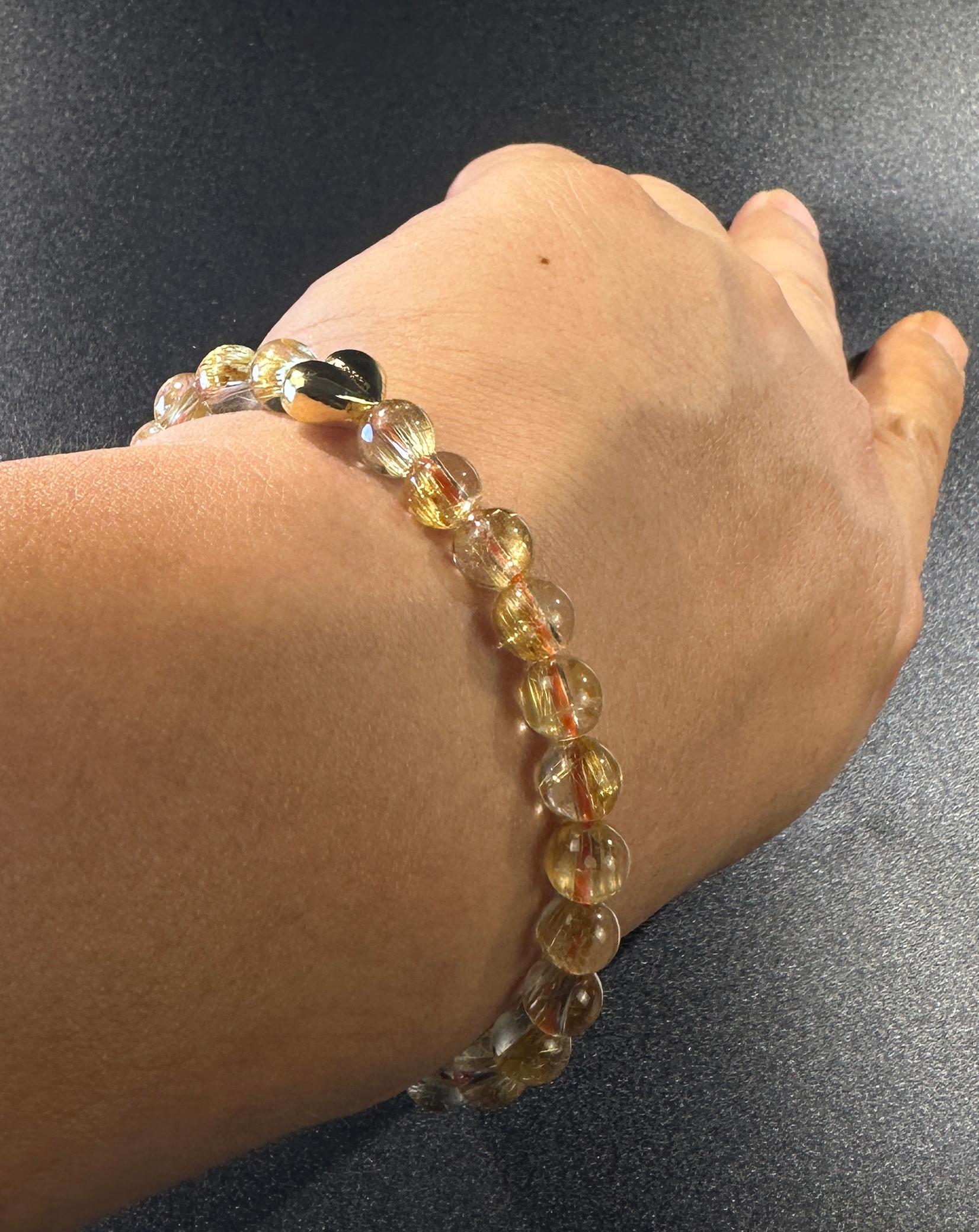 AAA Grade Full Clear Titanium Quartz Bracelet, Full Starburst Rutile, Wealth & Protection Crystal King, Handmade