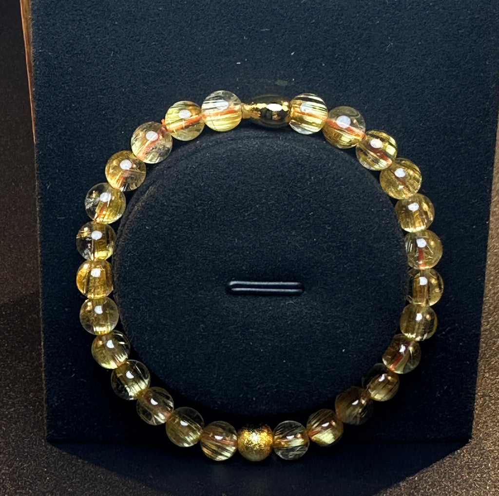 AAA Grade Full Clear Titanium Quartz Bracelet, Full Starburst Rutile, Wealth & Protection Crystal King, Handmade