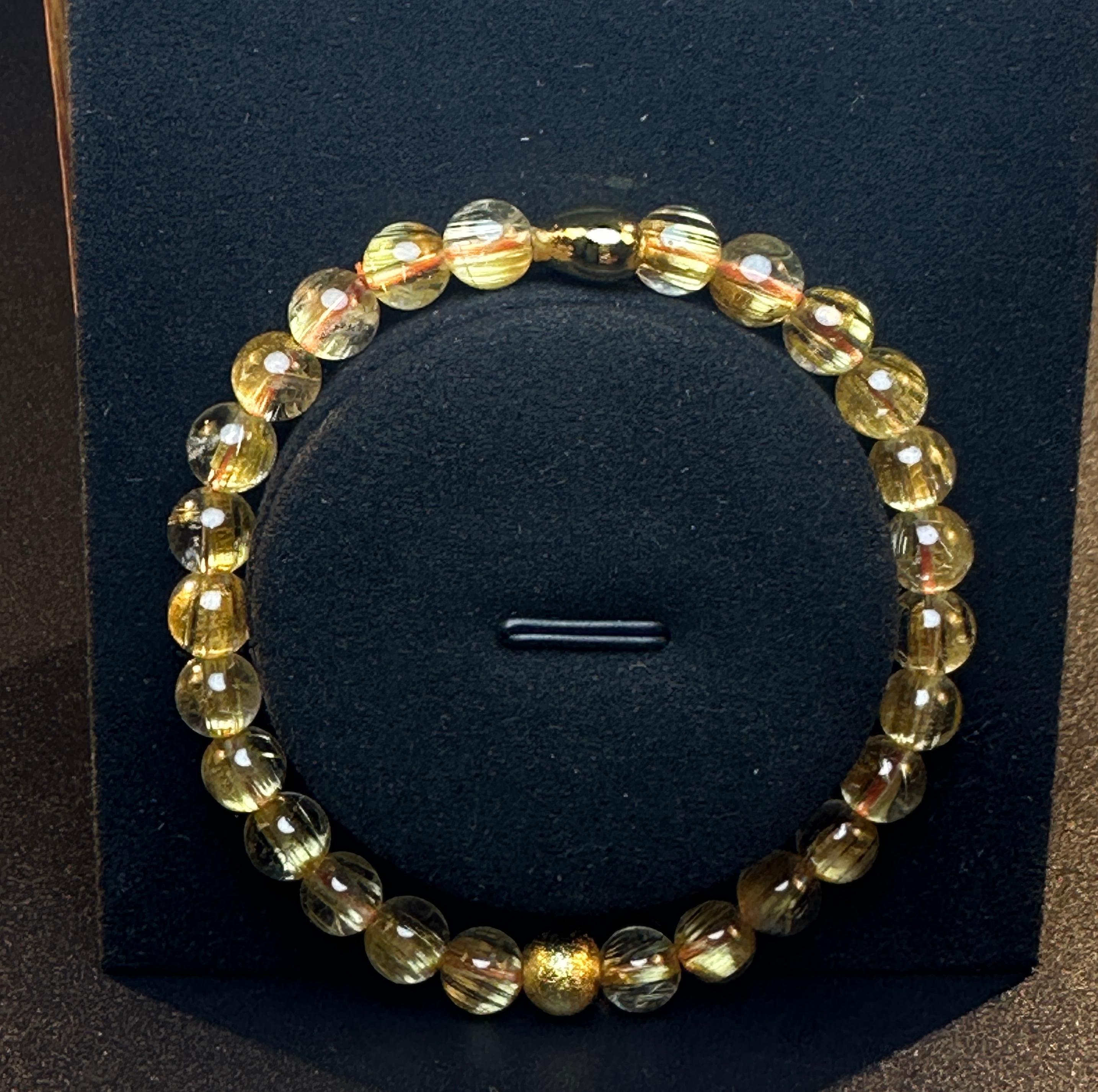 AAA Grade Full Clear Titanium Quartz Bracelet, Full Starburst Rutile, Wealth & Protection Crystal King, Handmade
