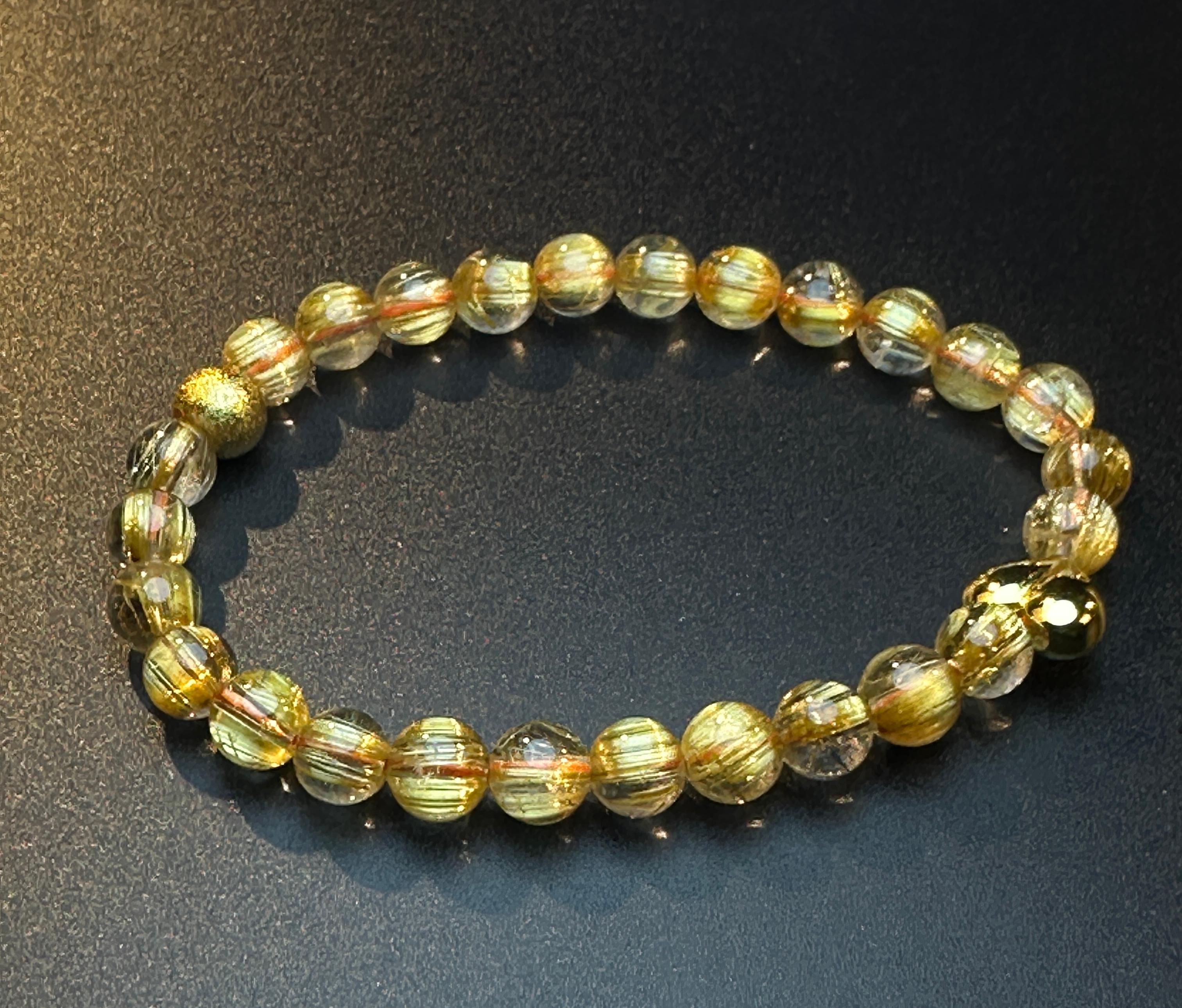 AAA Grade Full Clear Titanium Quartz Bracelet, Full Starburst Rutile, Wealth & Protection Crystal King, Handmade