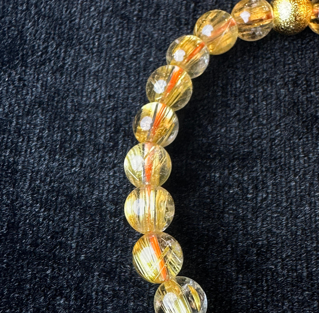 AAA Grade Full Clear Titanium Quartz Bracelet, Full Starburst Rutile, Wealth & Protection Crystal King, Handmade