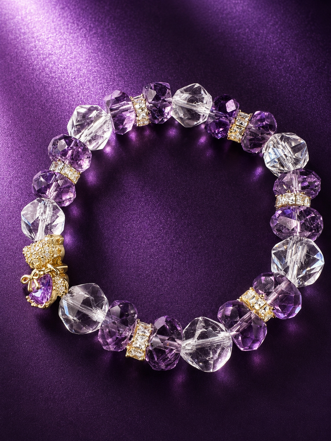 Natural Amethyst Bracelet,Calming jewelry,Spiritual Jewelry,birthday gift,artisan handmade bracelet,gift for her,mixed crystal bracelet.