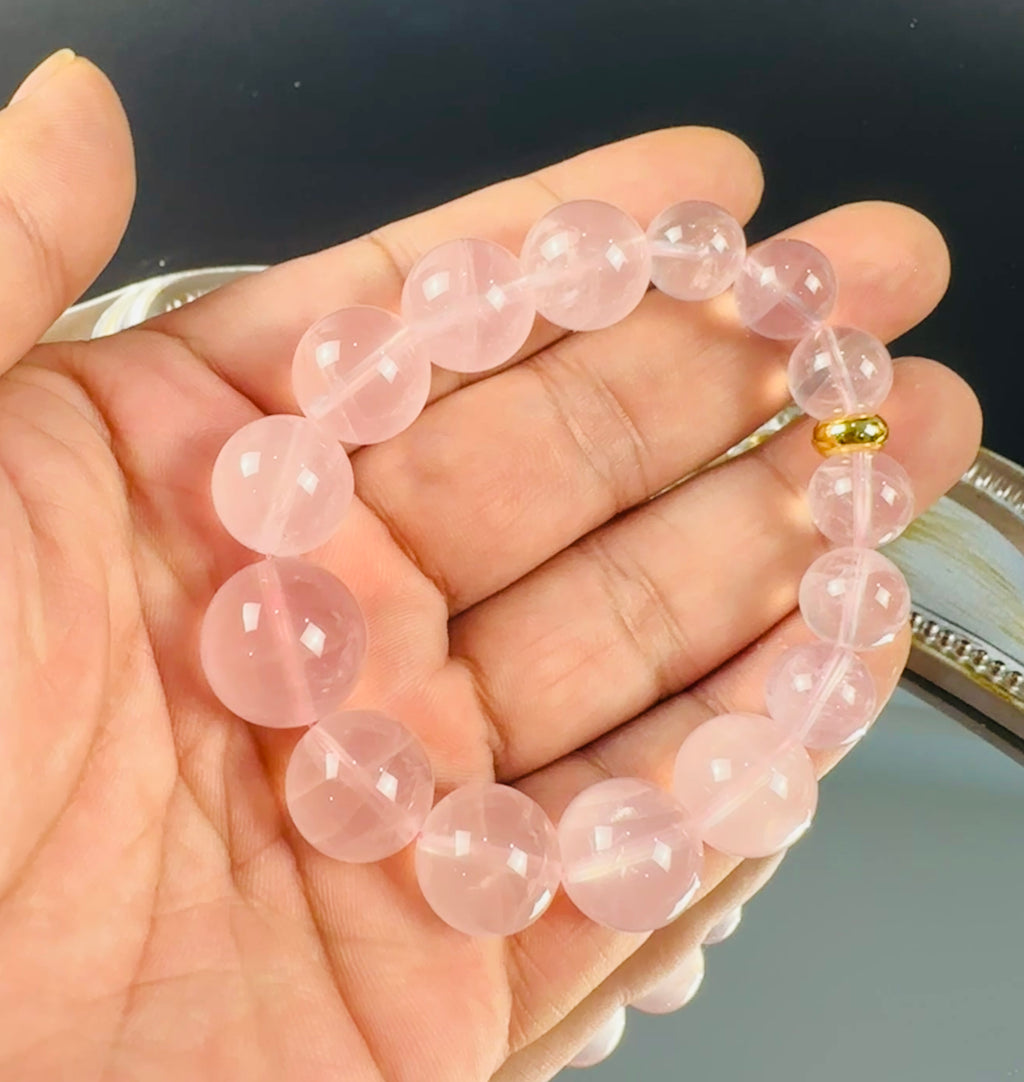 Rose quartz Bracelet, Exclusive Design, attact love, confidence, balance, gift for her, positive energy.