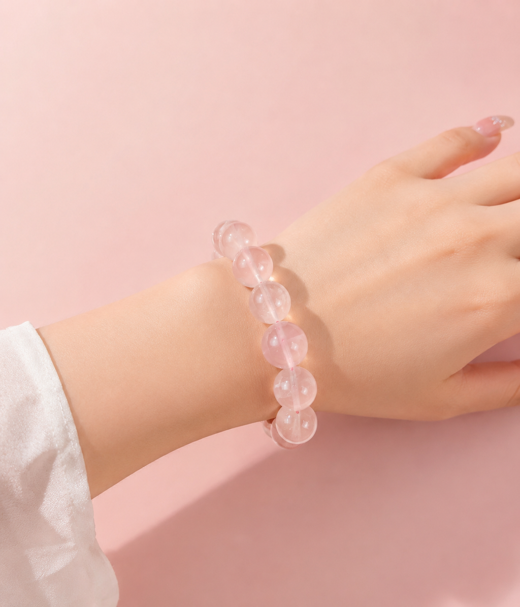 Rose quartz Bracelet, Exclusive Design, attact love, confidence, balance, gift for her, positive energy.