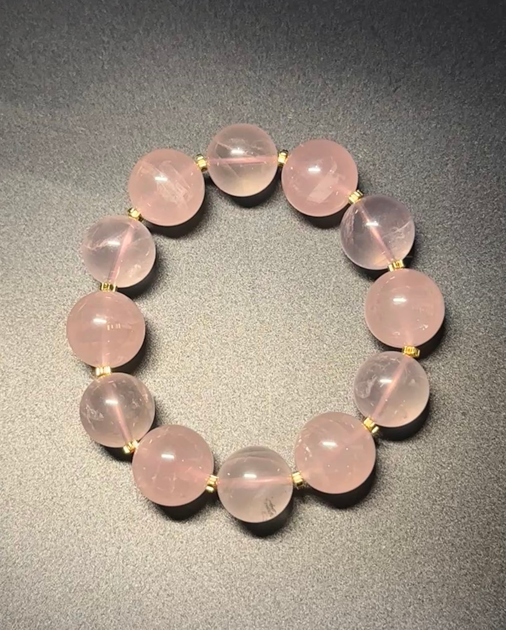 17mm Gradient Rose Quartz Bracelet | Two‑Tone Alternating Pink Crystal Beaded Bracelet, charm, attact love, confidence, balance.