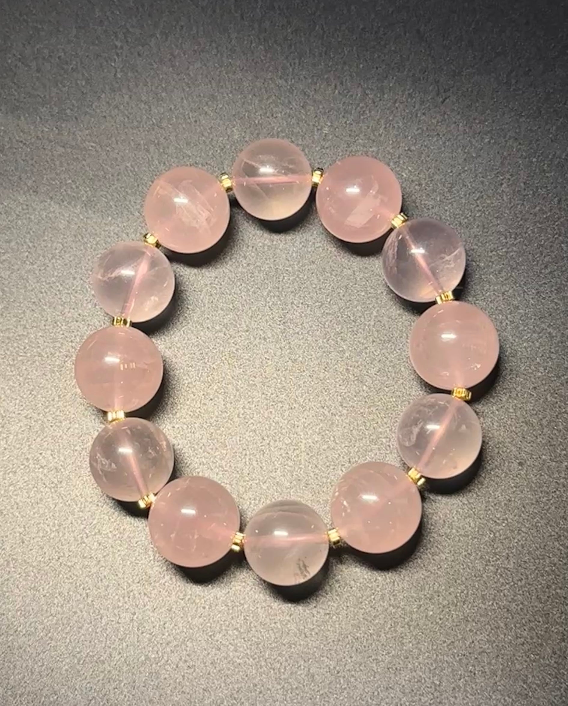 17mm Gradient Rose Quartz Bracelet | Two‑Tone Alternating Pink Crystal Beaded Bracelet, charm, attact love, confidence, balance.