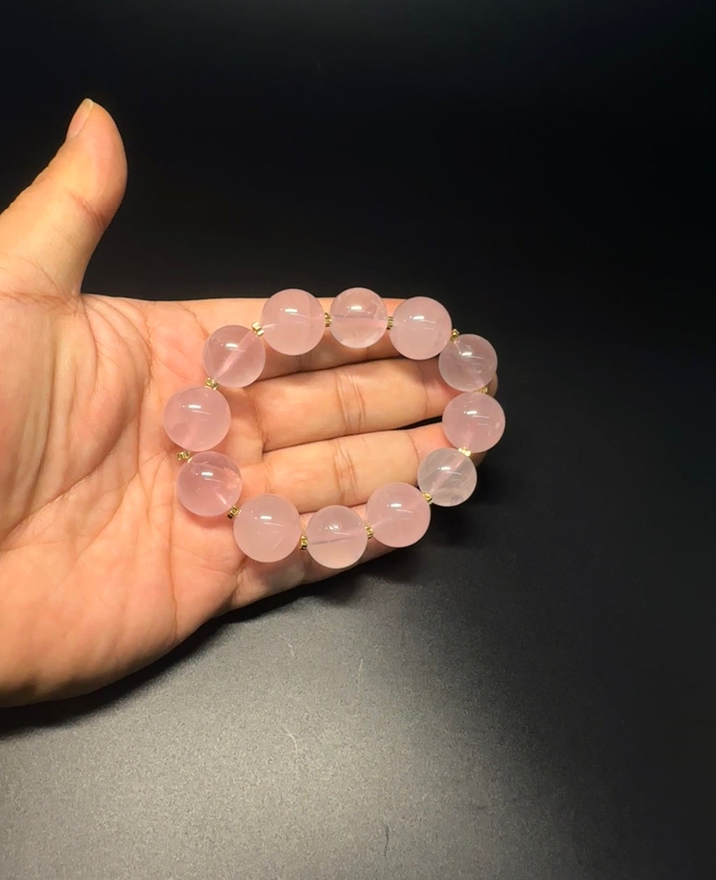 17mm Gradient Rose Quartz Bracelet | Two‑Tone Alternating Pink Crystal Beaded Bracelet, charm, attact love, confidence, balance.