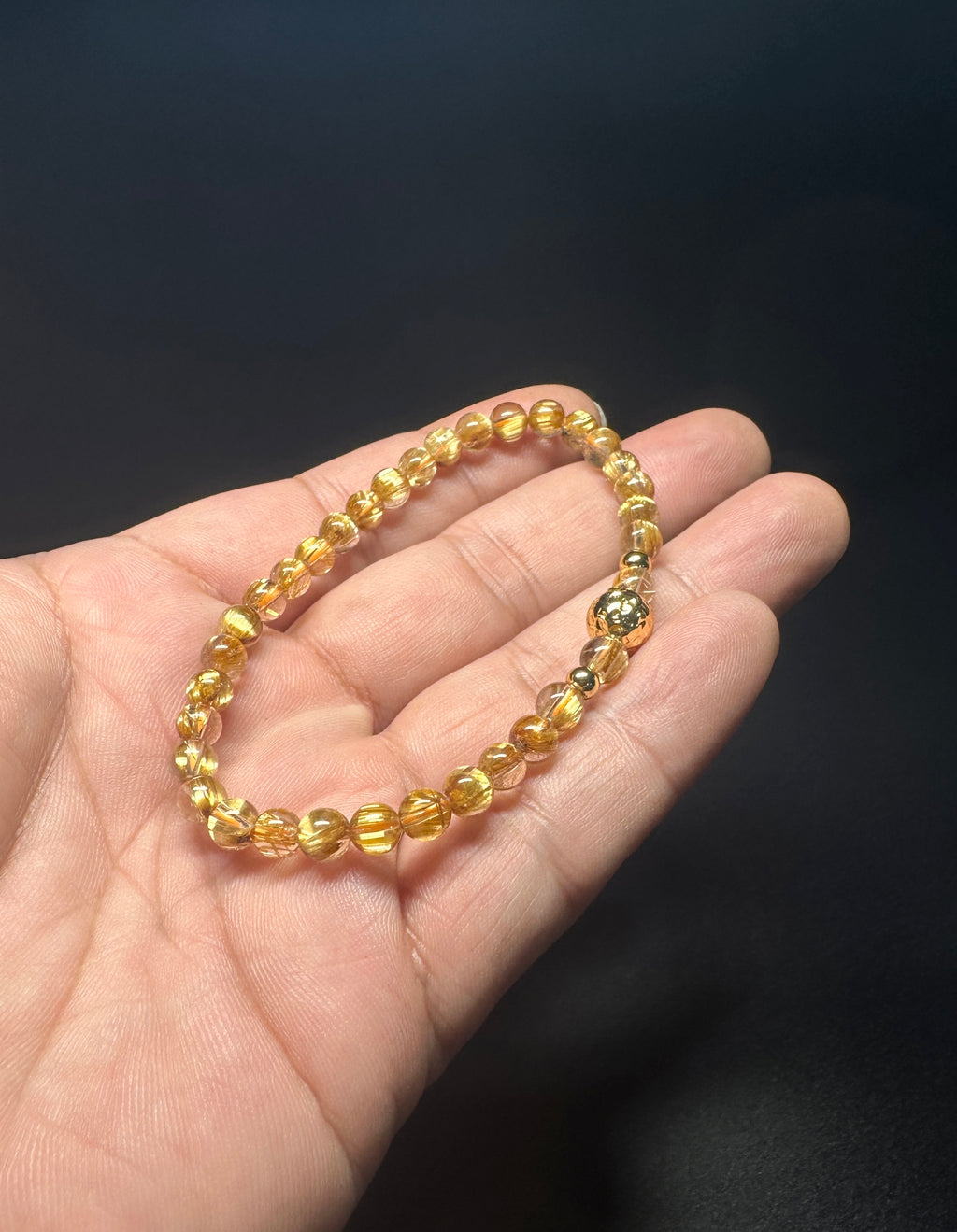 Natural Titanium Rutilated Quartz Bracelet | Wide Blade Golden Rutile, Flawless Glass Body