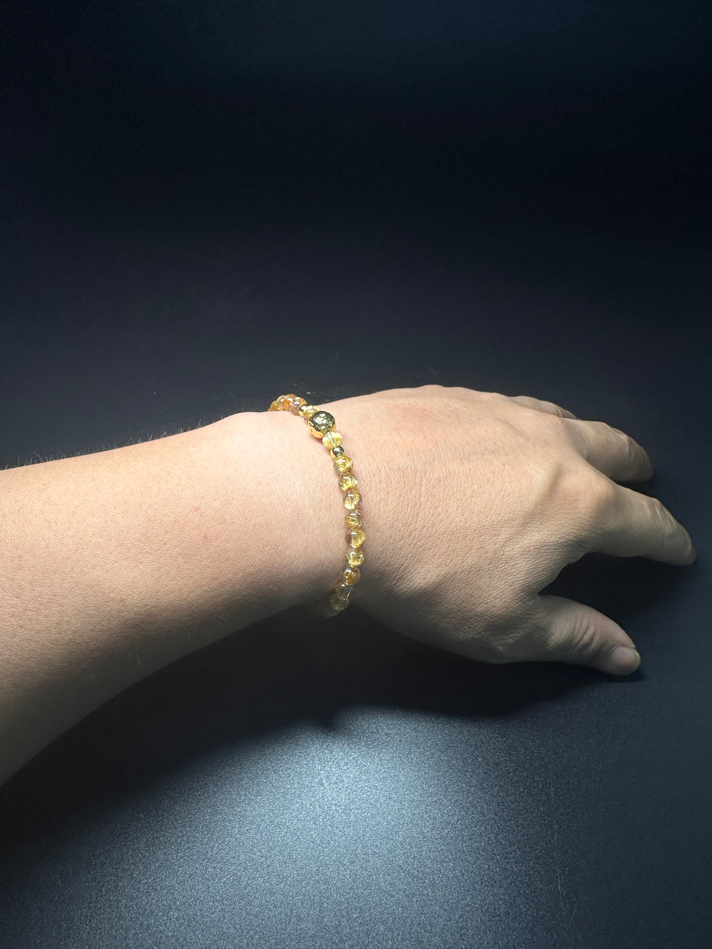 Natural Titanium Rutilated Quartz Bracelet | Wide Blade Golden Rutile, Flawless Glass Body