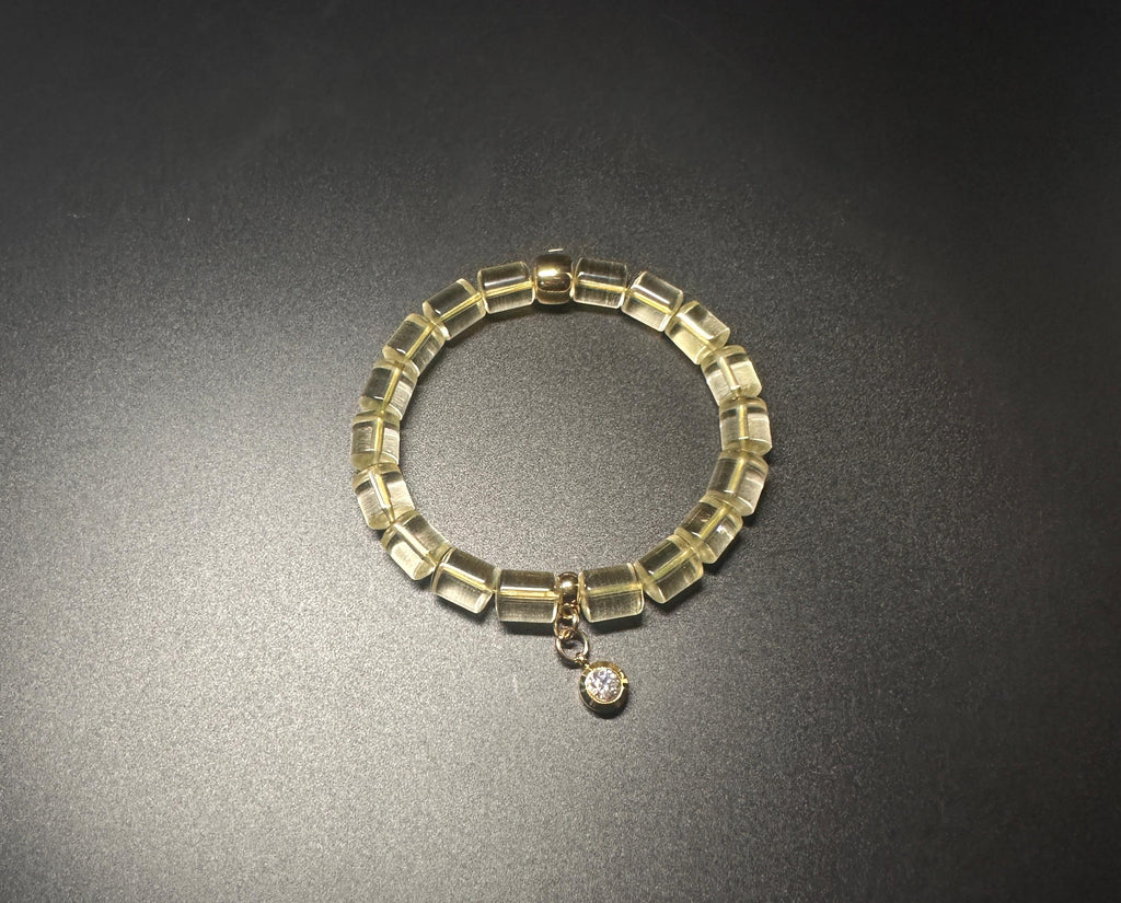 Clear Citrine Barrel Bracelet | Wealth Manifestation Crystal Jewelry