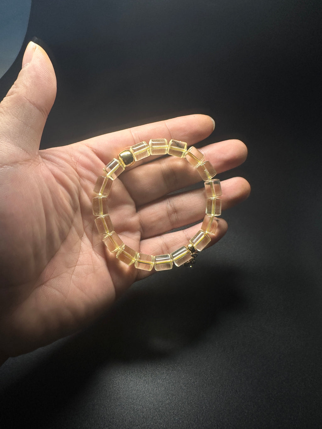Clear Citrine Barrel Bracelet | Wealth Manifestation Crystal Jewelry