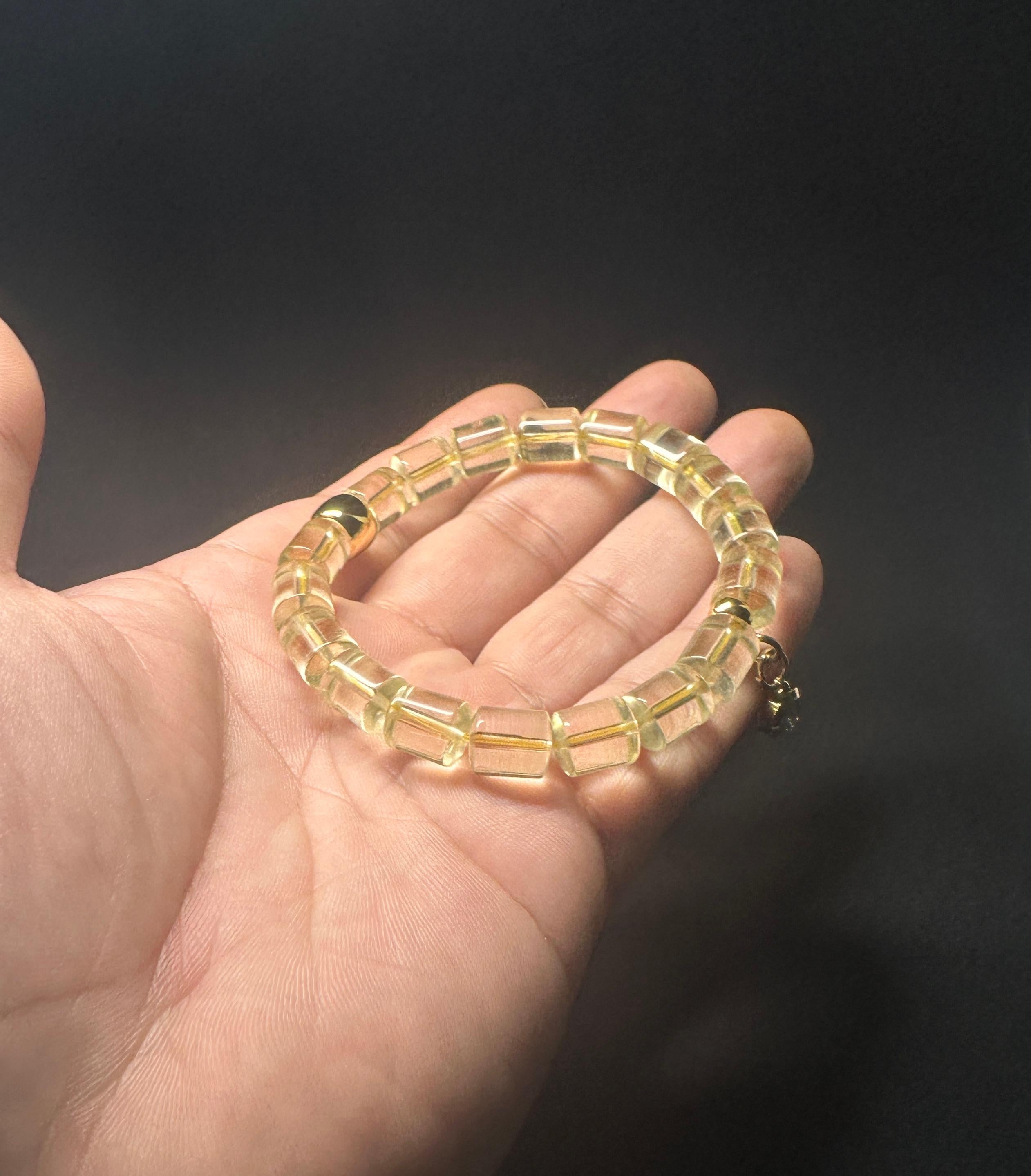 Clear Citrine Barrel Bracelet | Wealth Manifestation Crystal Jewelry
