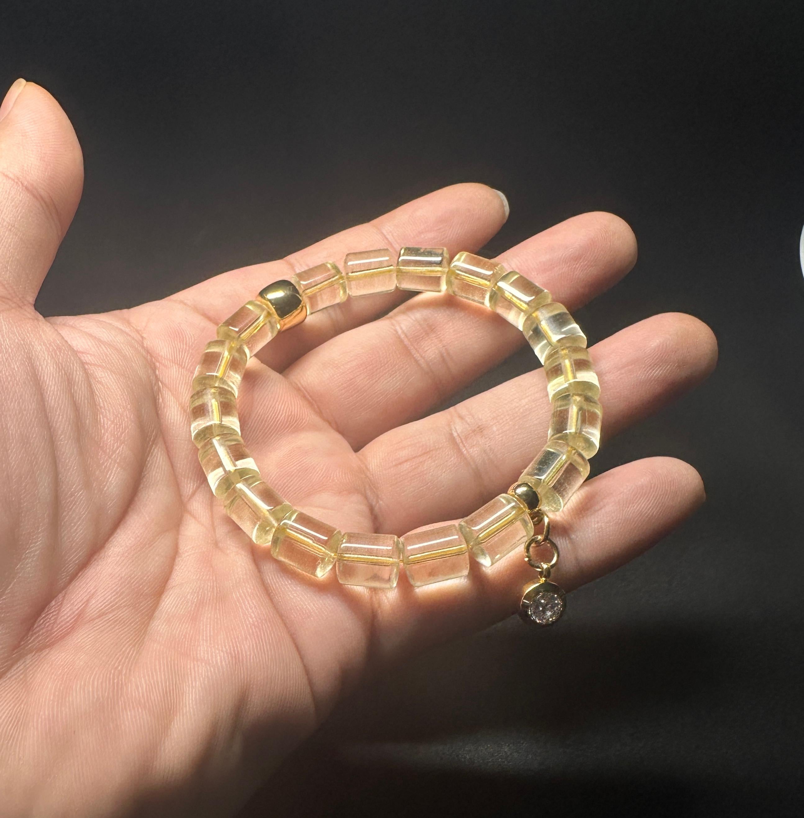 Clear Citrine Barrel Bracelet | Wealth Manifestation Crystal Jewelry