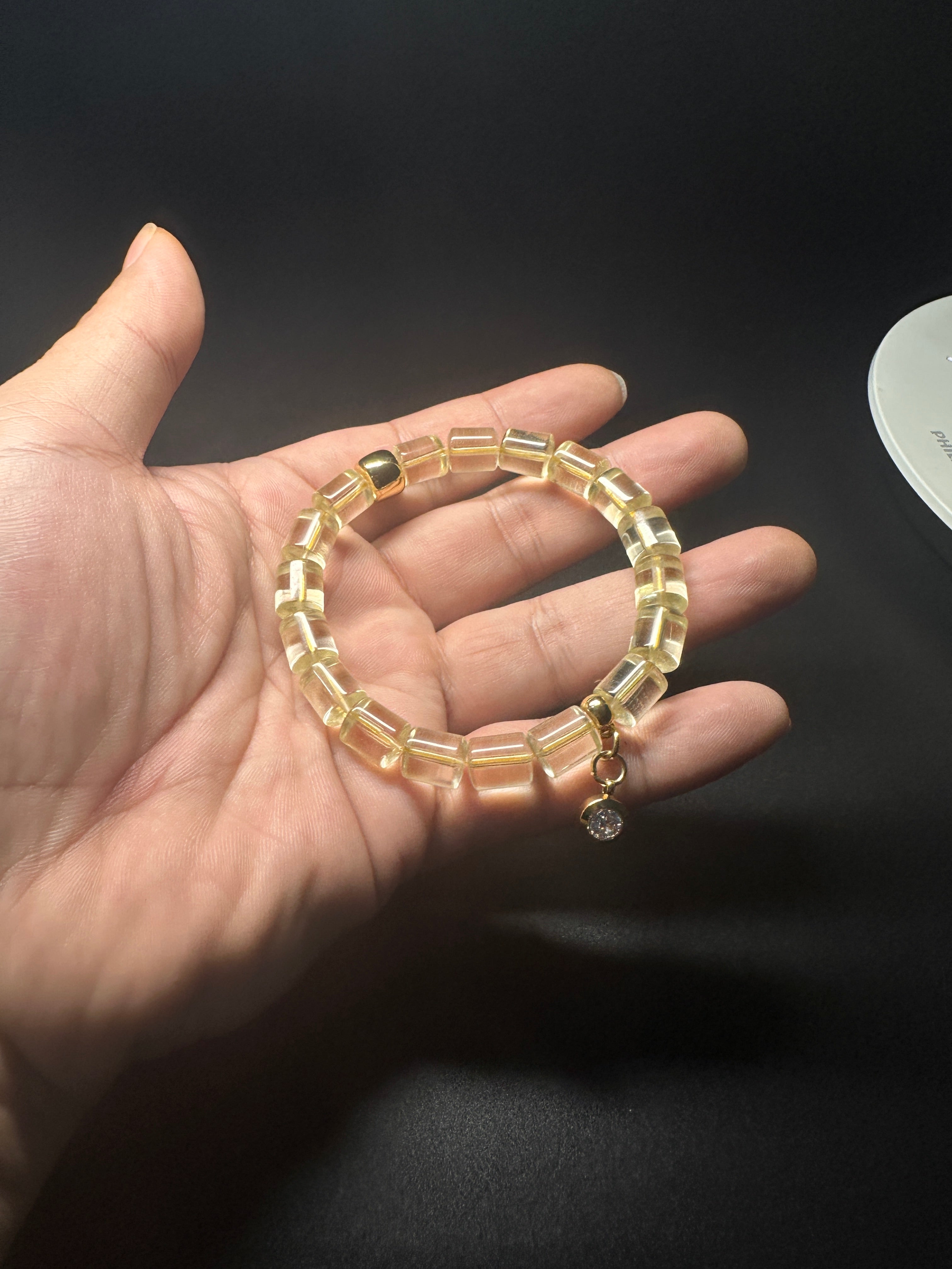 Clear Citrine Barrel Bracelet | Wealth Manifestation Crystal Jewelry