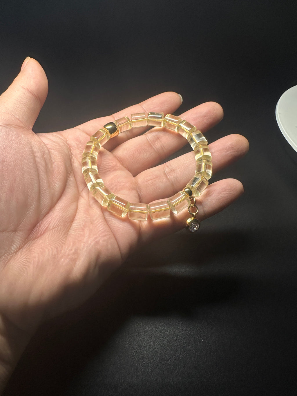 Clear Citrine Barrel Bracelet | Wealth Manifestation Crystal Jewelry