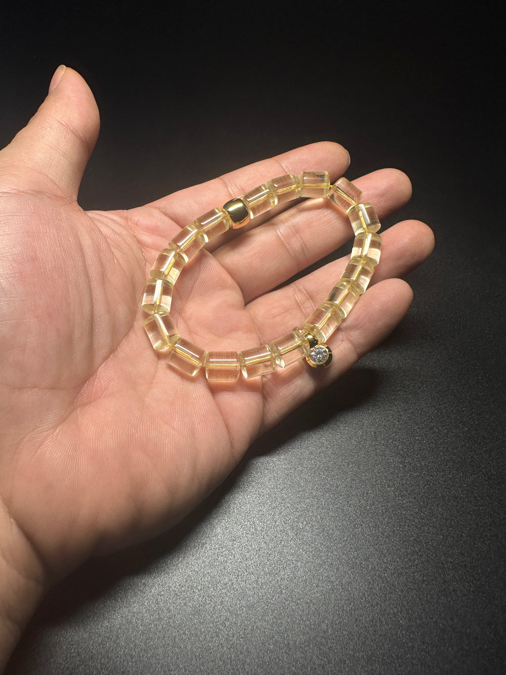 Clear Citrine Barrel Bracelet | Wealth Manifestation Crystal Jewelry