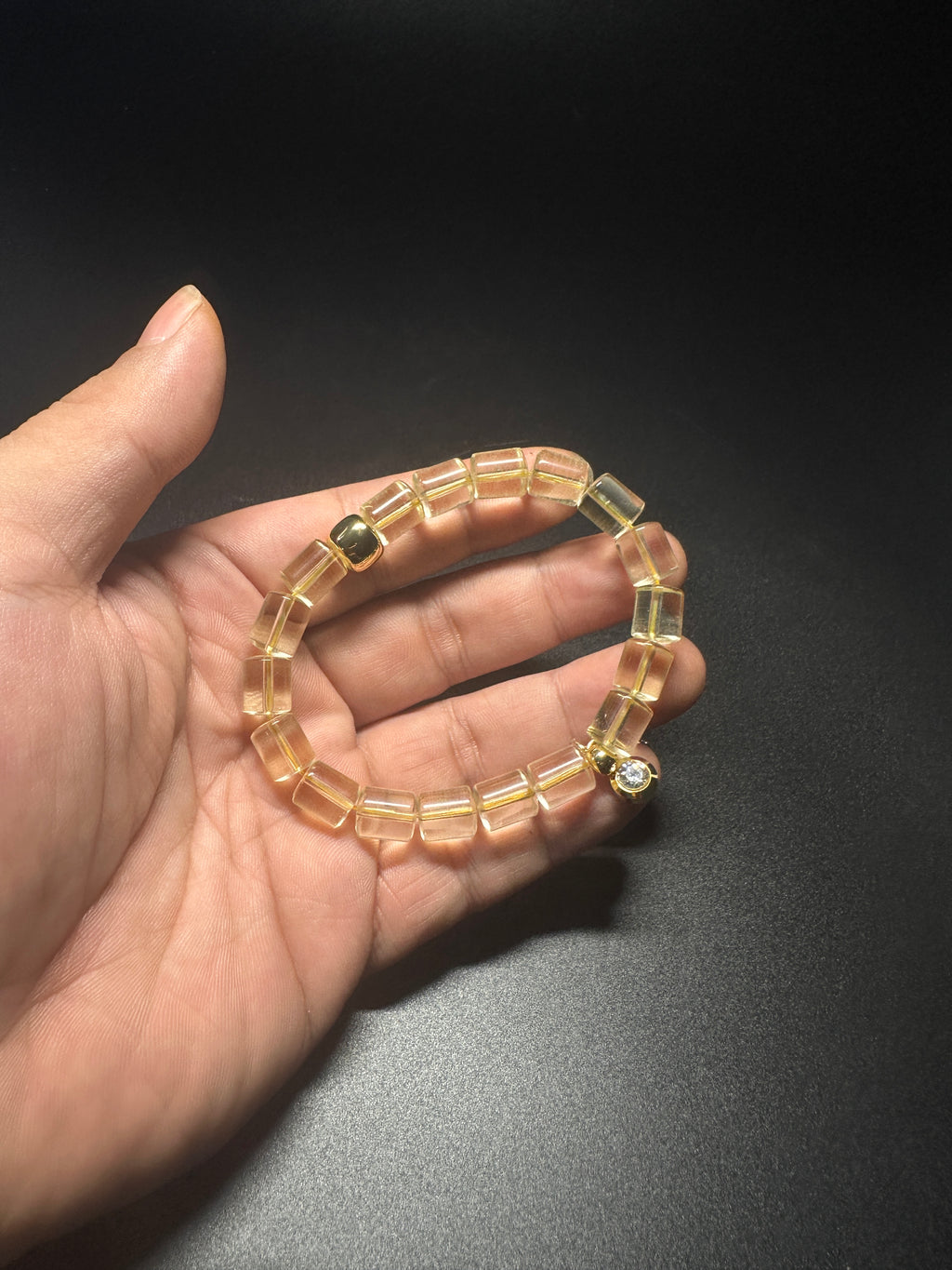 Clear Citrine Barrel Bracelet | Wealth Manifestation Crystal Jewelry