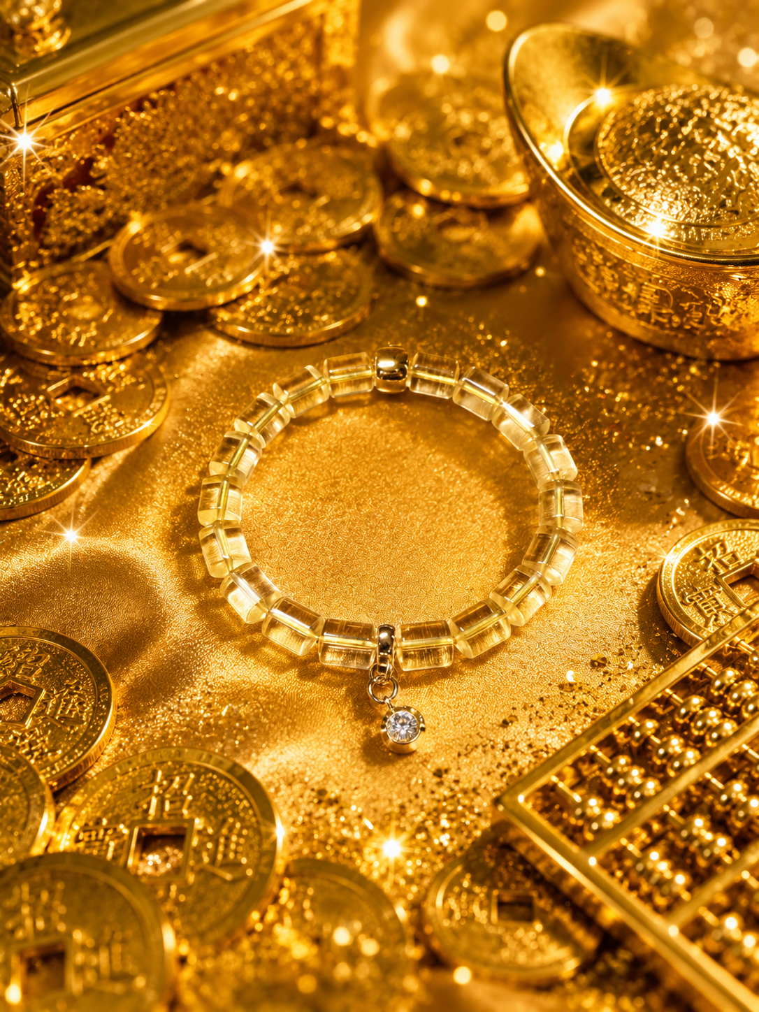 Clear Citrine Barrel Bracelet | Wealth Manifestation Crystal Jewelry