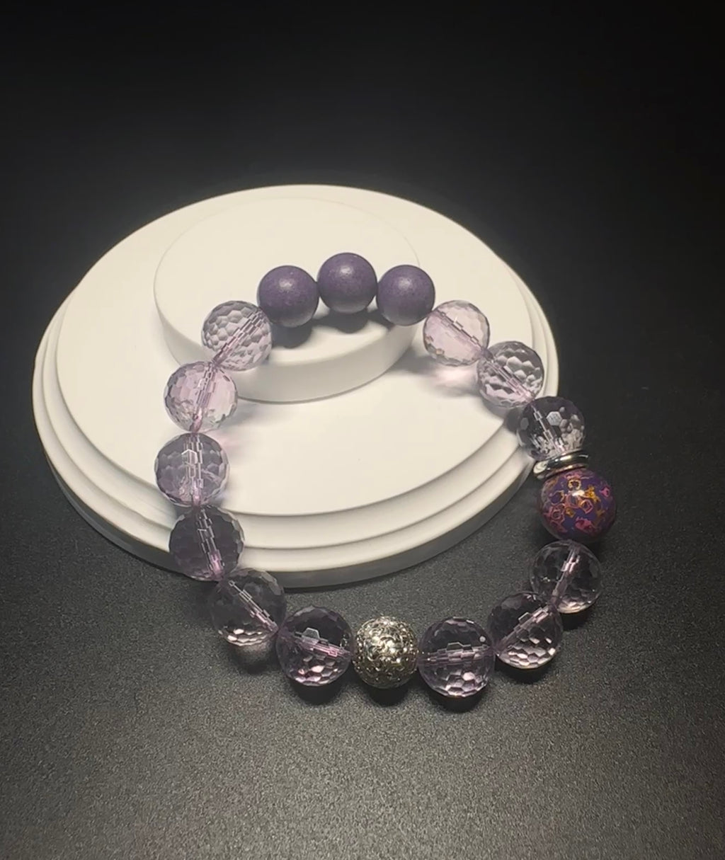 Amethyst Bracelet, Calming crystal, Stress Relief Spiritual Jewelry, positive energy, gift for her.