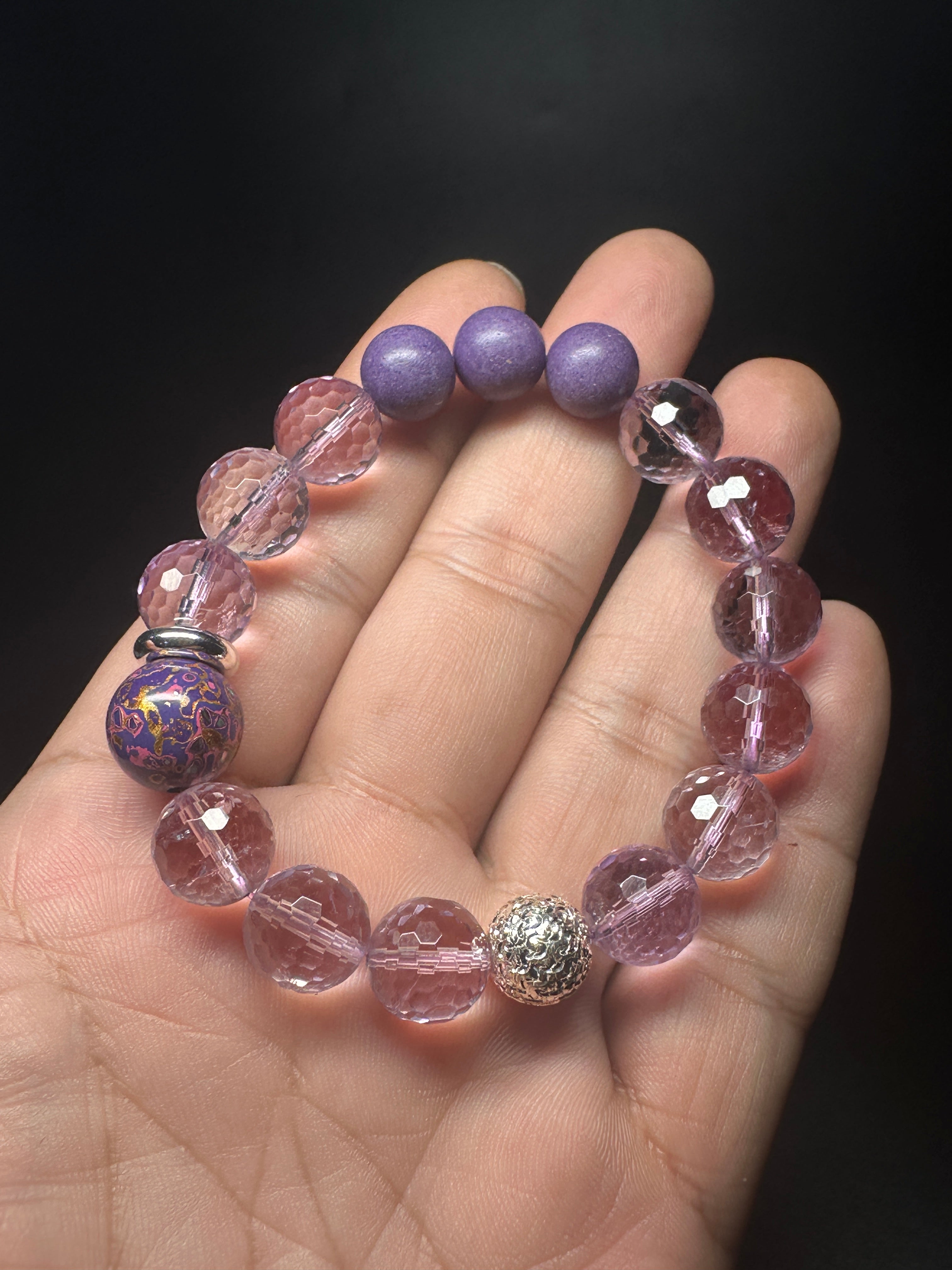 Amethyst Bracelet, Calming crystal, Stress Relief Spiritual Jewelry, positive energy, gift for her.