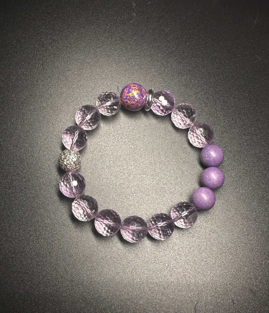 Amethyst Bracelet, Calming crystal, Stress Relief Spiritual Jewelry, positive energy, gift for her.