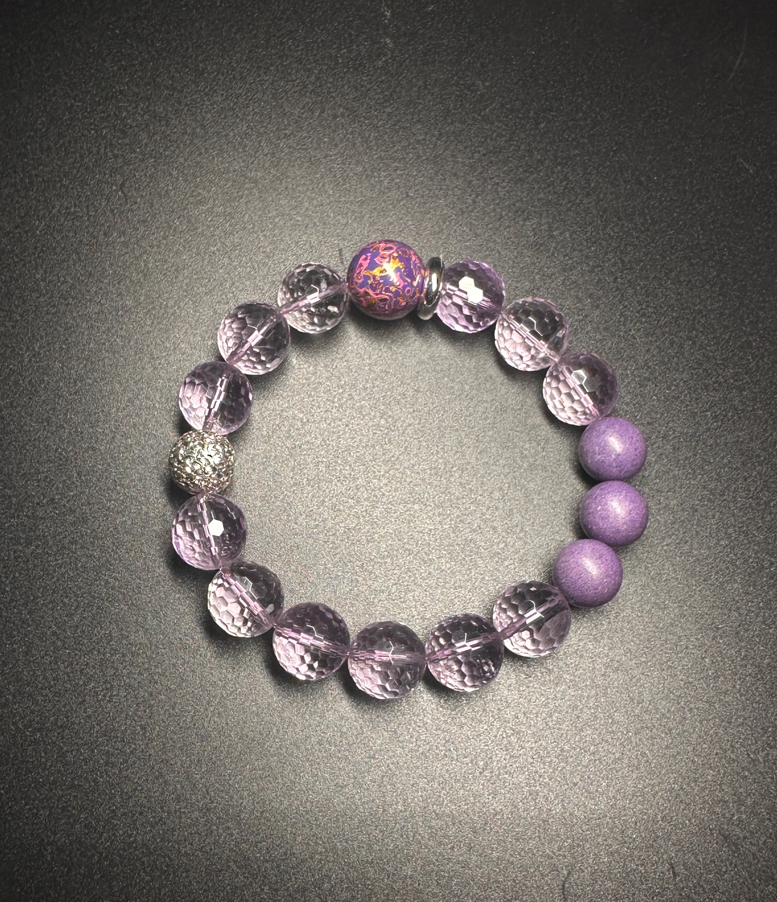 Amethyst Bracelet, Calming crystal, Stress Relief Spiritual Jewelry, positive energy, gift for her.