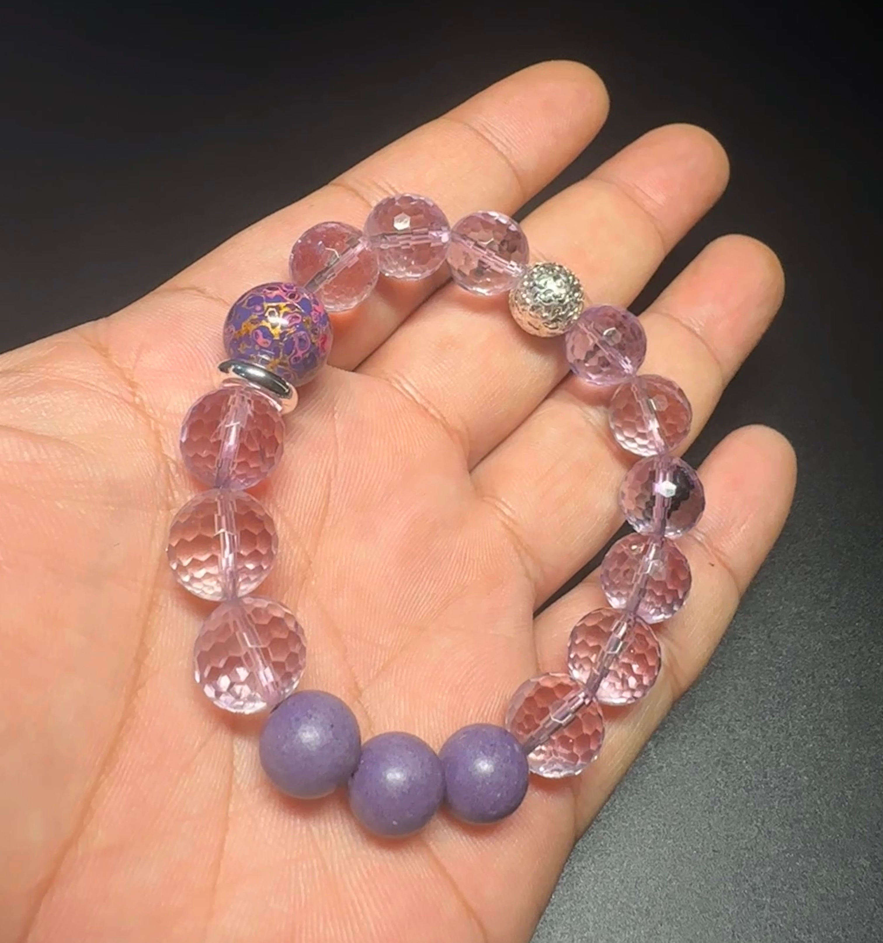Amethyst Bracelet, Calming crystal, Stress Relief Spiritual Jewelry, positive energy, gift for her.