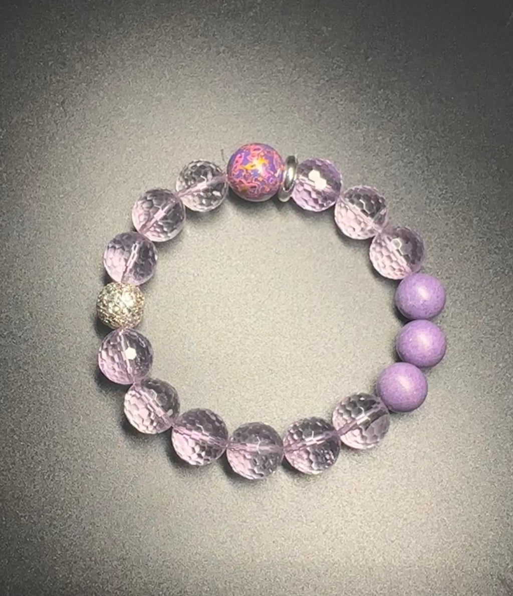 Amethyst Bracelet, Calming crystal, Stress Relief Spiritual Jewelry, positive energy, gift for her.