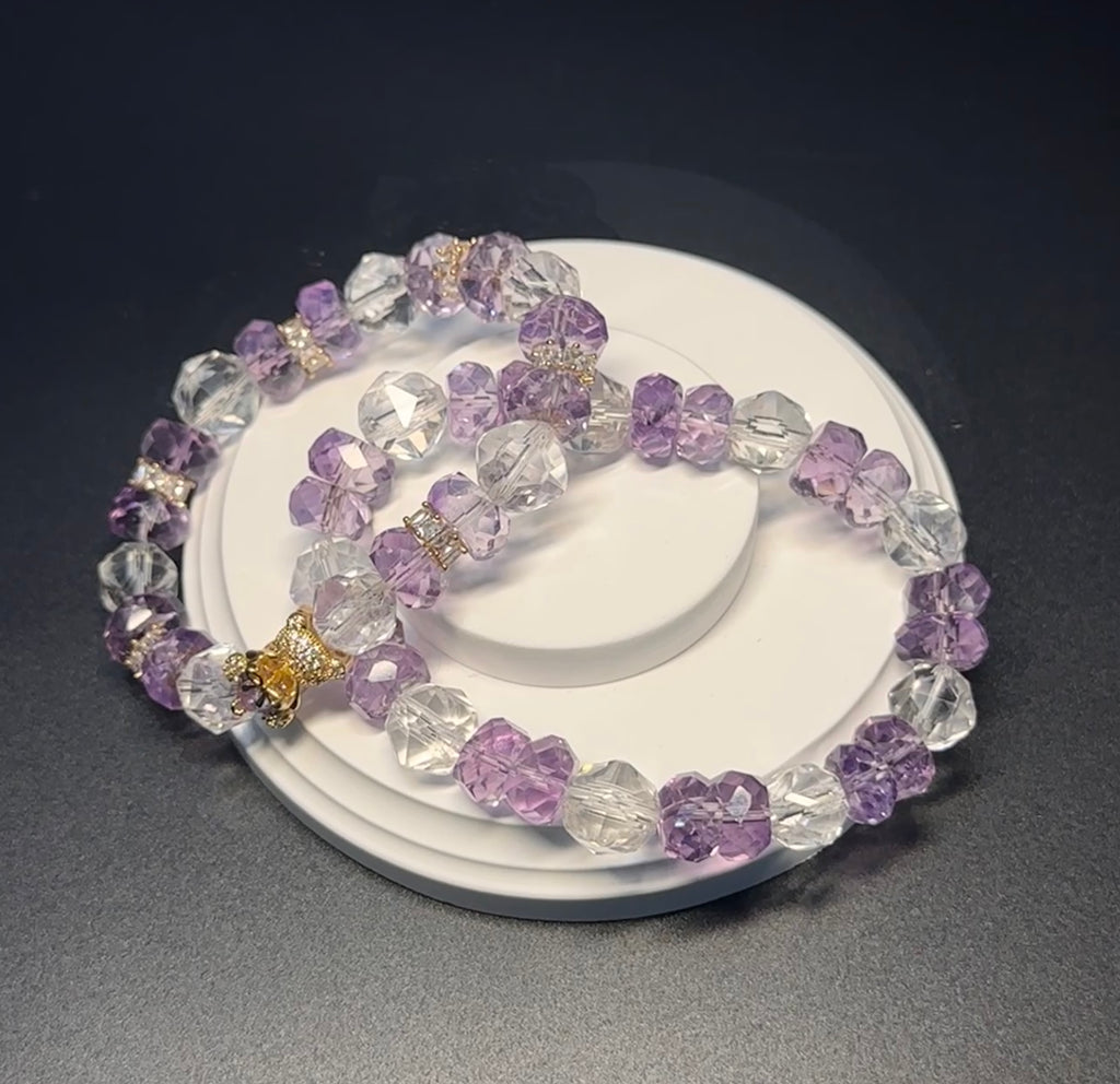 Natural Amethyst Bracelet,Calming jewelry,Spiritual Jewelry,birthday gift,artisan handmade bracelet,gift for her,mixed crystal bracelet.
