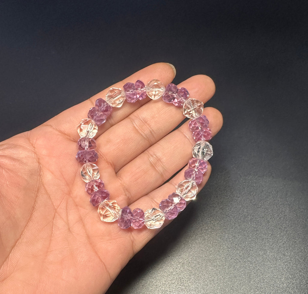 Natural Amethyst Bracelet,Calming jewelry,Spiritual Jewelry,birthday gift,artisan handmade bracelet,gift for her,mixed crystal bracelet.