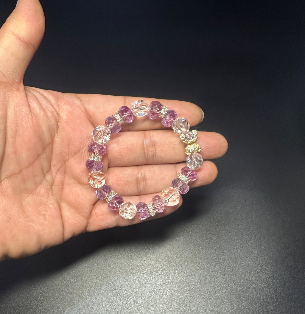 Natural Amethyst Bracelet,Calming jewelry,Spiritual Jewelry,birthday gift,artisan handmade bracelet,gift for her,mixed crystal bracelet.
