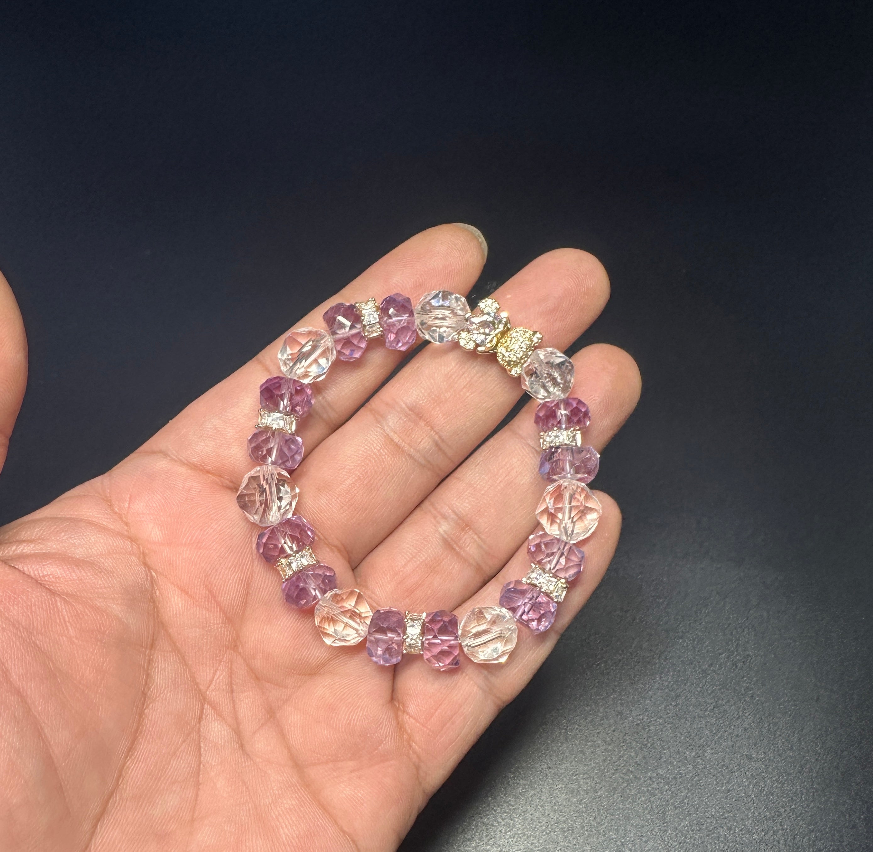 Natural Amethyst Bracelet,Calming jewelry,Spiritual Jewelry,birthday gift,artisan handmade bracelet,gift for her,mixed crystal bracelet.