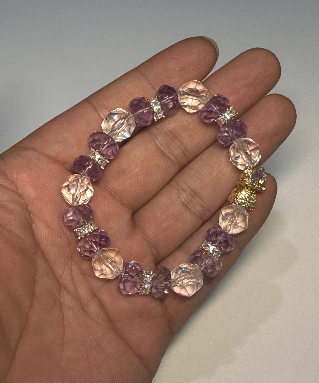 Natural Amethyst Bracelet,Calming jewelry,Spiritual Jewelry,birthday gift,artisan handmade bracelet,gift for her,mixed crystal bracelet.