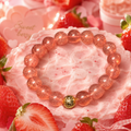 Sleek Strawberry Quartz Bracelet,  Love crystal, women's charm bracelet, meaningful gift.