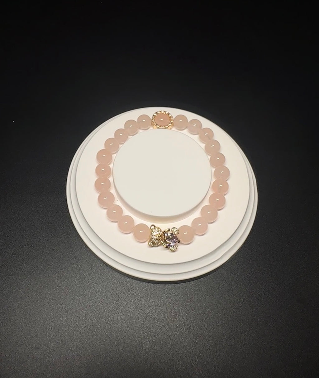 8mm Rose Quartz Bracelet, Love Crystal, handmade jewelry, women's charm bracelet.