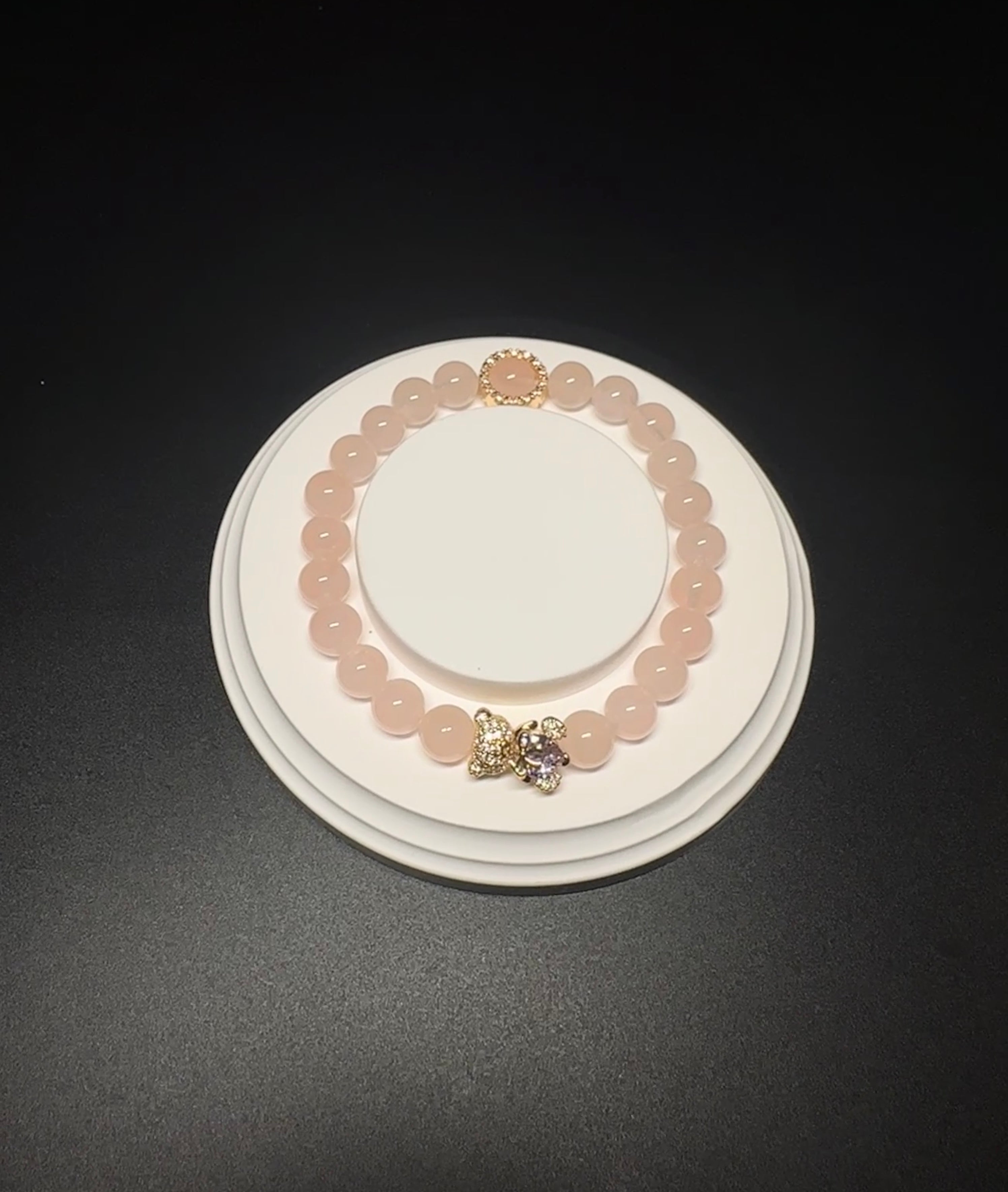 8mm Rose Quartz Bracelet, Love Crystal, handmade jewelry, women's charm bracelet.