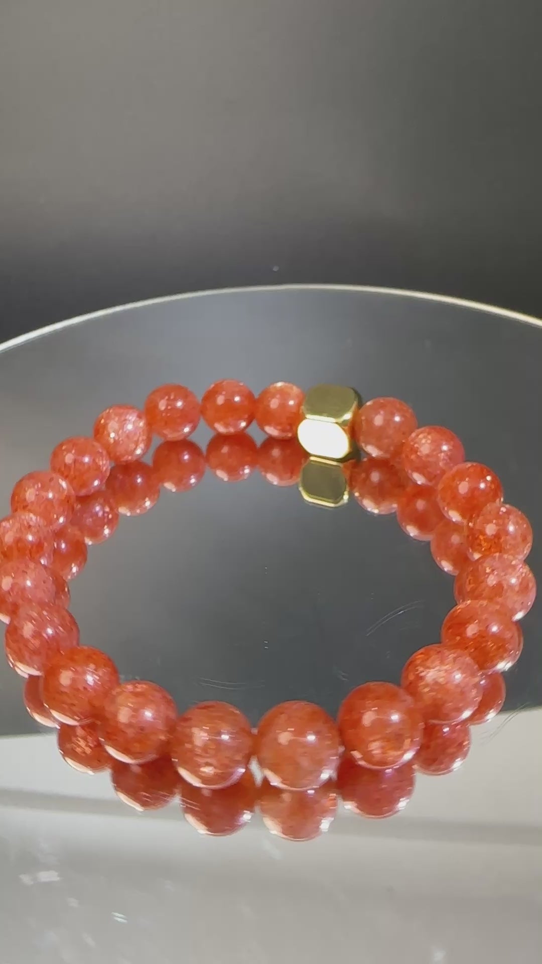 Sunstone Beaded Bracelet, 8mm Genuine Gemstone, Stretch Crystal Jewelry,Emotional & Self-Empowerment